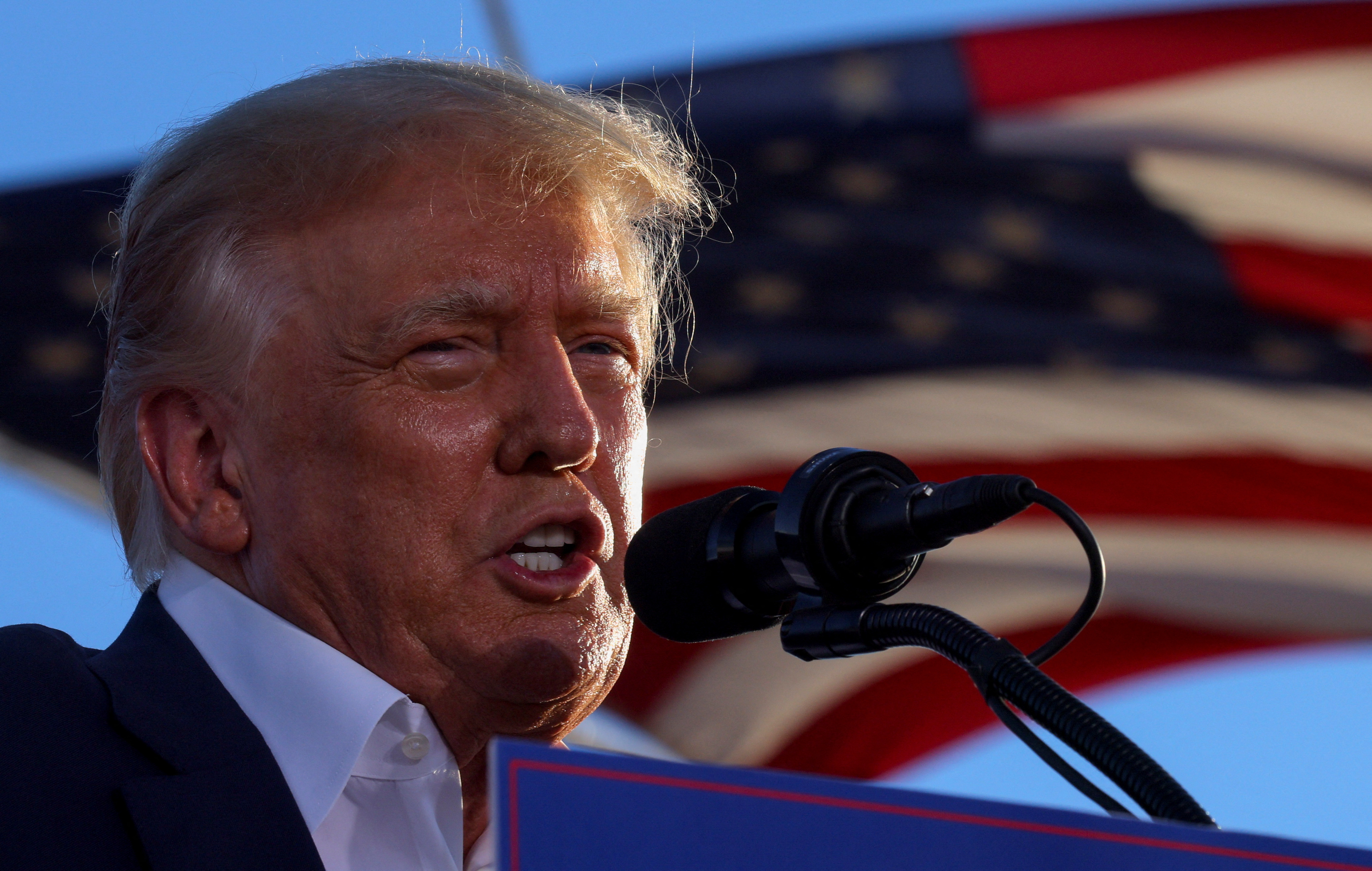 Former President Donald Trump speaks during a rally ahead of the midterm elections, in Mesa, Arizona, Oct. 9, 2022.