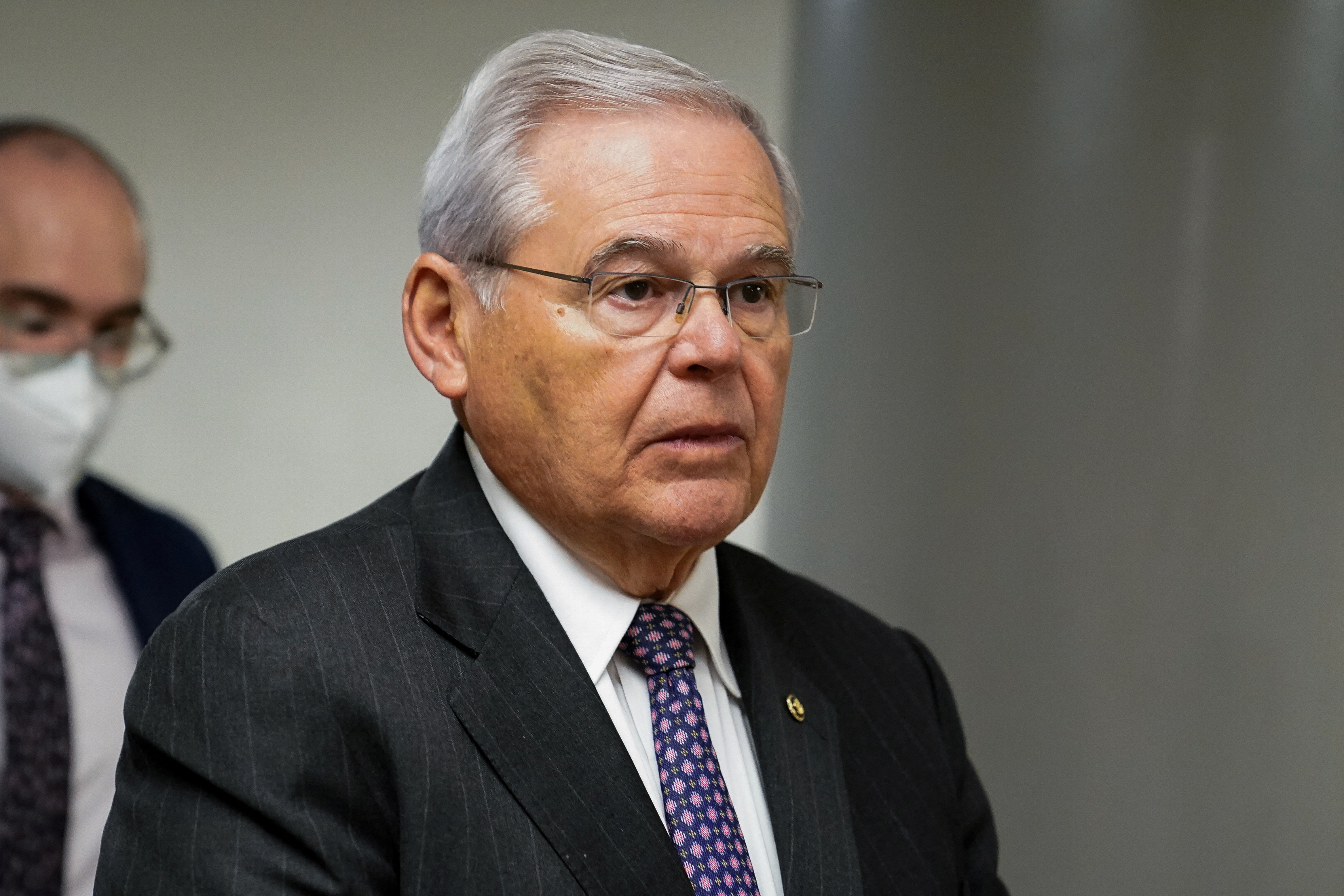 U.S. Sen. Bob Menendez, D-NJ. walks through the Senate subway on Capitol Hill in Washington, D.C., July 19, 2022.