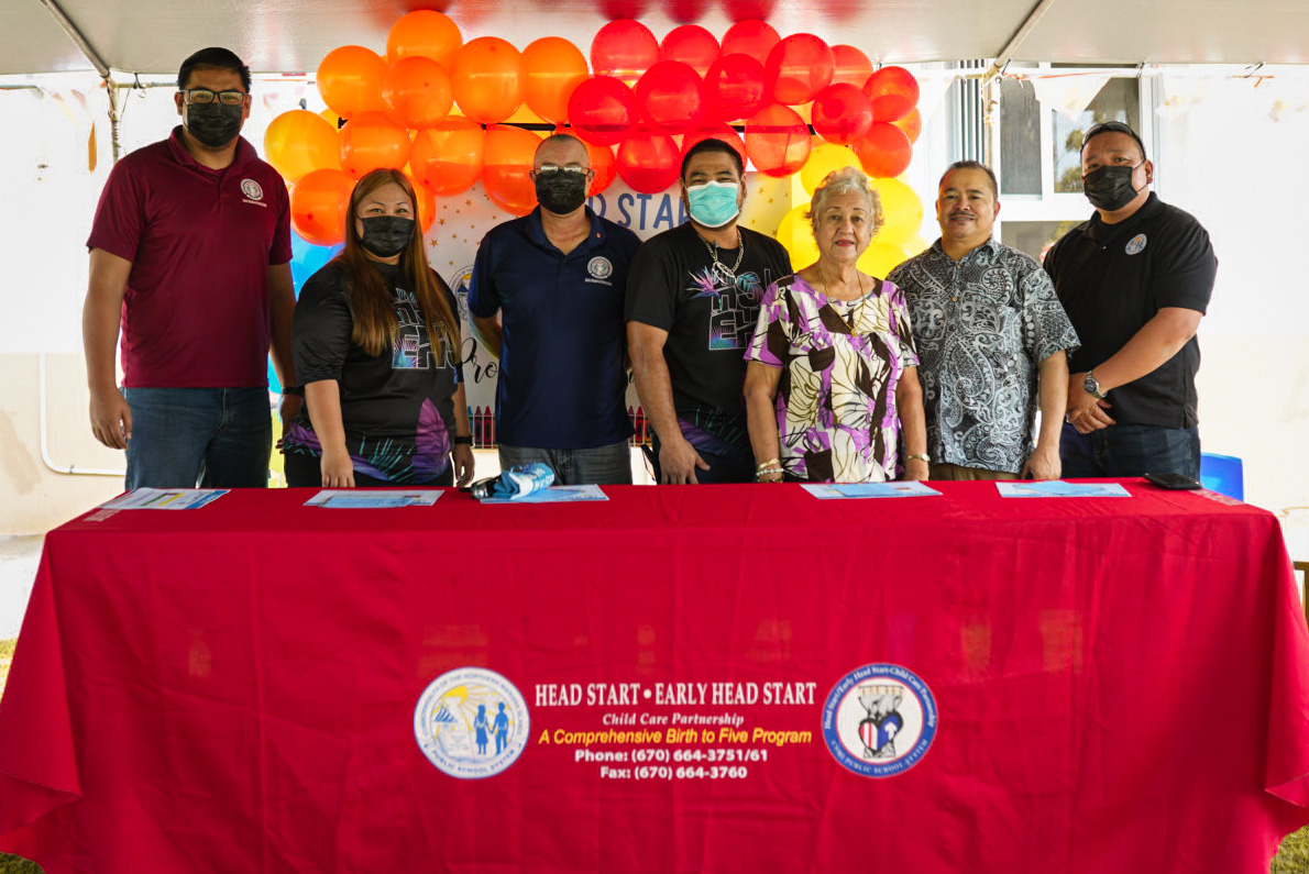 From left , BOE Vice Chairman Antonio L. Borja, Head Start and Early Head Start Program Director Lathania DLG Angui, BOE Chairman Gregory Pat Borja, Head Start Policy Council Chairman Jacob Lizama, Tinian’s first Head Start Center Director Magdalena Manglona Hofschneider, Commissioner of Education Dr. Alfred B. Ada and Associate Commissioner for Administrative Services Eric Magofna.