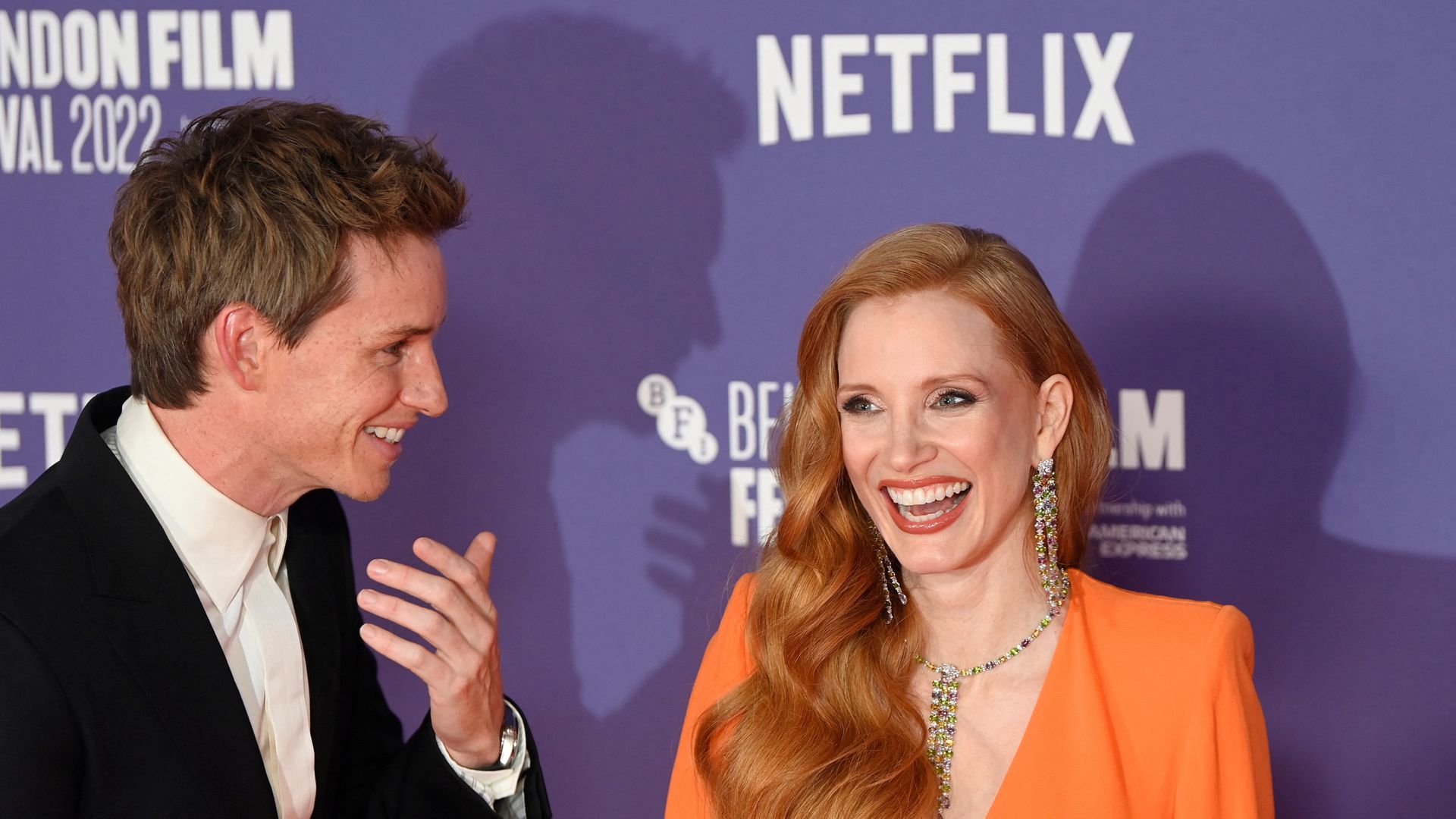 Jessica Chastain and Eddie Redmayne attend the premiere of “The Good Nurse” during the BFI London Film Festival in London, Britain, Oct. 10, 2022.