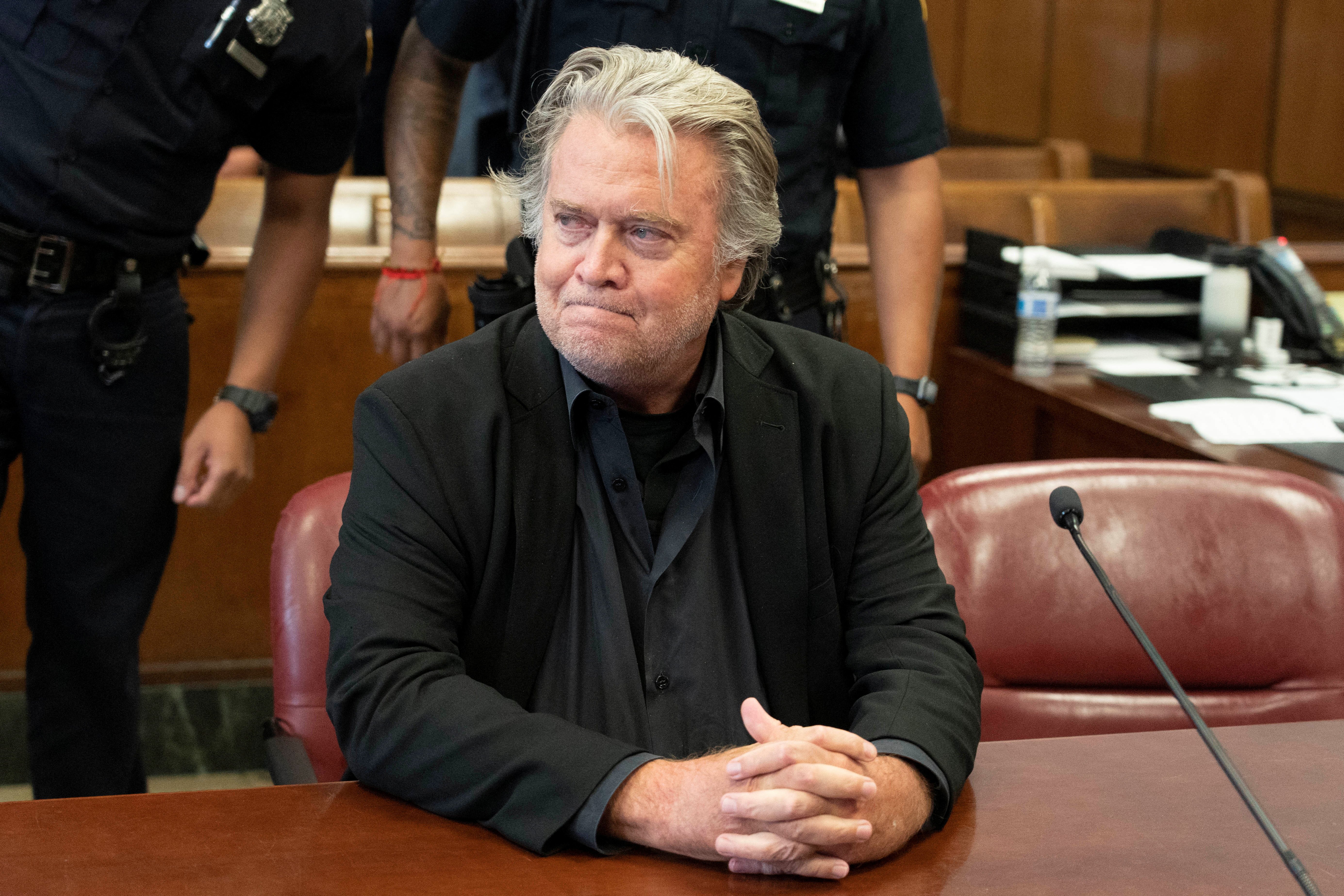 Former President Donald Trump's White House chief strategist Steve Bannon attends his arraignment at the New York Criminal Courthouse in New York, Sept. 8, 2022.