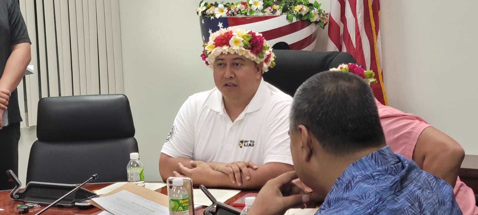 Gov. Ralph DLG Torres speaks before signing the fiscal year 2023 budget bill into law, Saturday, in his conference room at the administration building on Capital Hill.