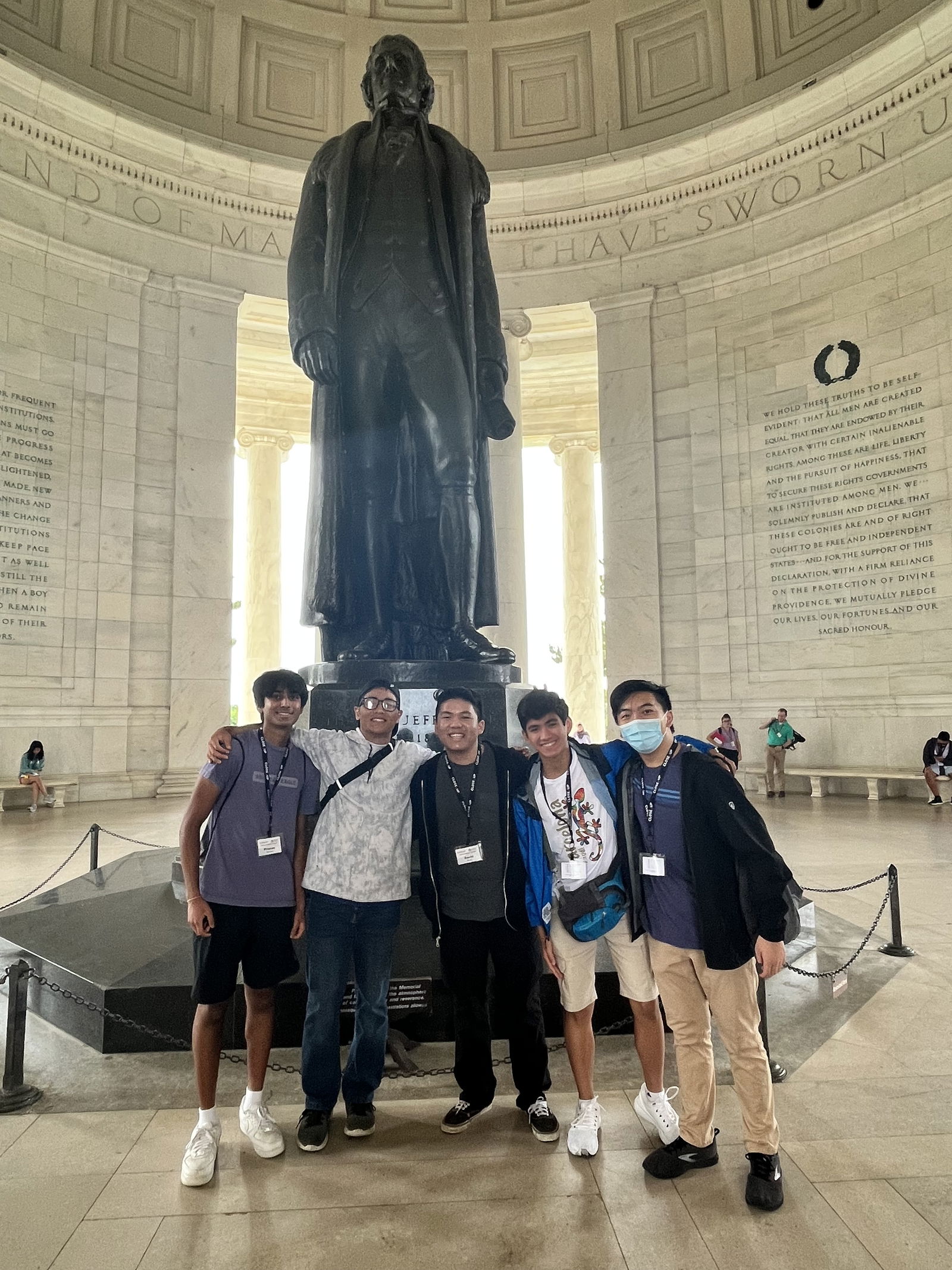 Anthony Jacob Deleon Guerrero with fellow Youth Leadership Academy participants at the Thomas Jefferson Memorial in Washington, D.C.