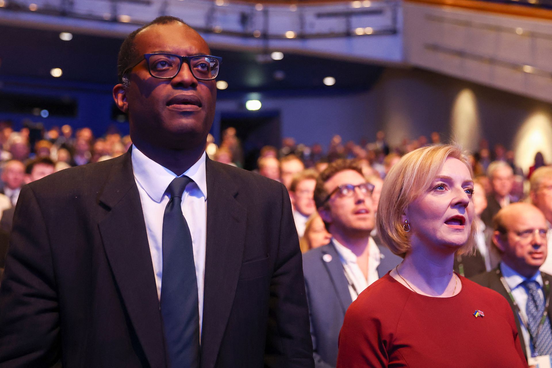 British Prime Minister Liz Truss and Chancellor of the Exchequer Kwasi Kwarteng attend the annual Conservative Party conference, in Birmingham, Britain, Oct. 2, 2022.