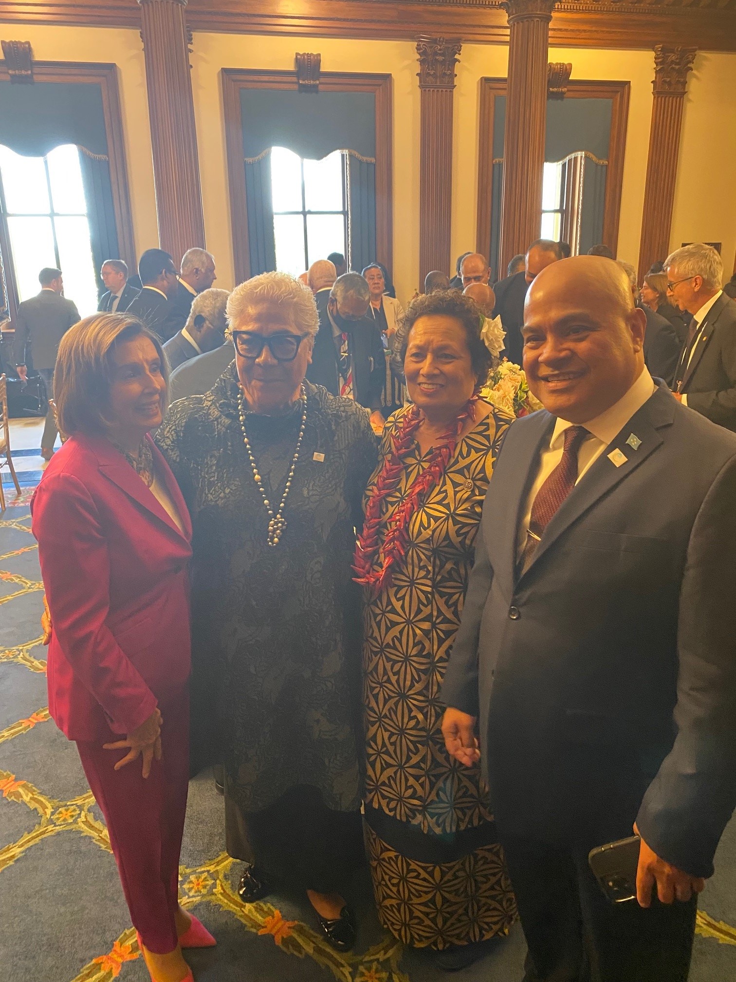 Speaker Nancy Pelosi, Samoan Prime Minister Afioga Fiame Naomi Mataʻafa, U.S. Congresswoman Uifa’atali Amata of American Samoa and Federated States of Micronesia President David Panuelo.