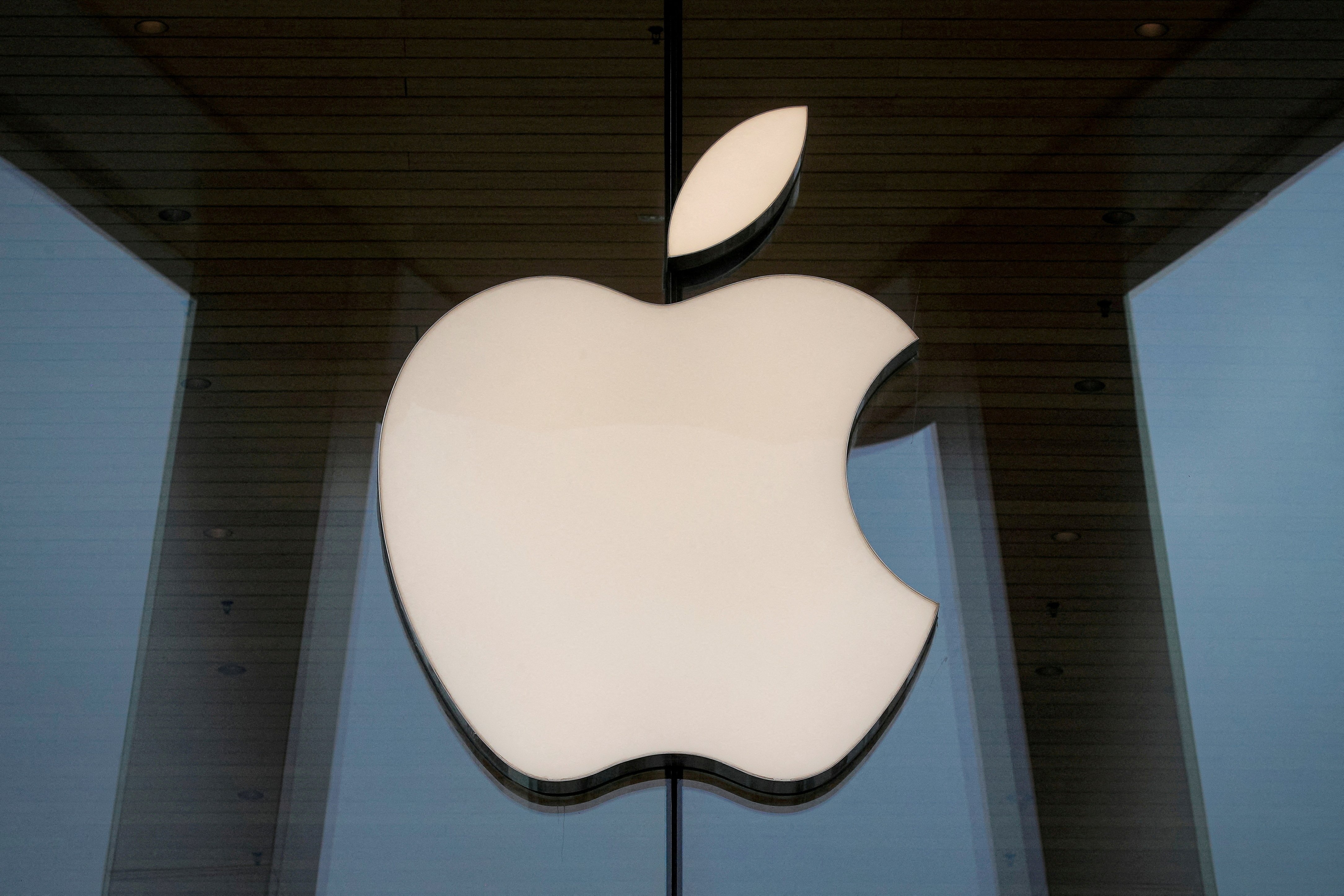 The Apple logo is seen at an Apple Store in Brooklyn, New York, Oct. 23, 2020.