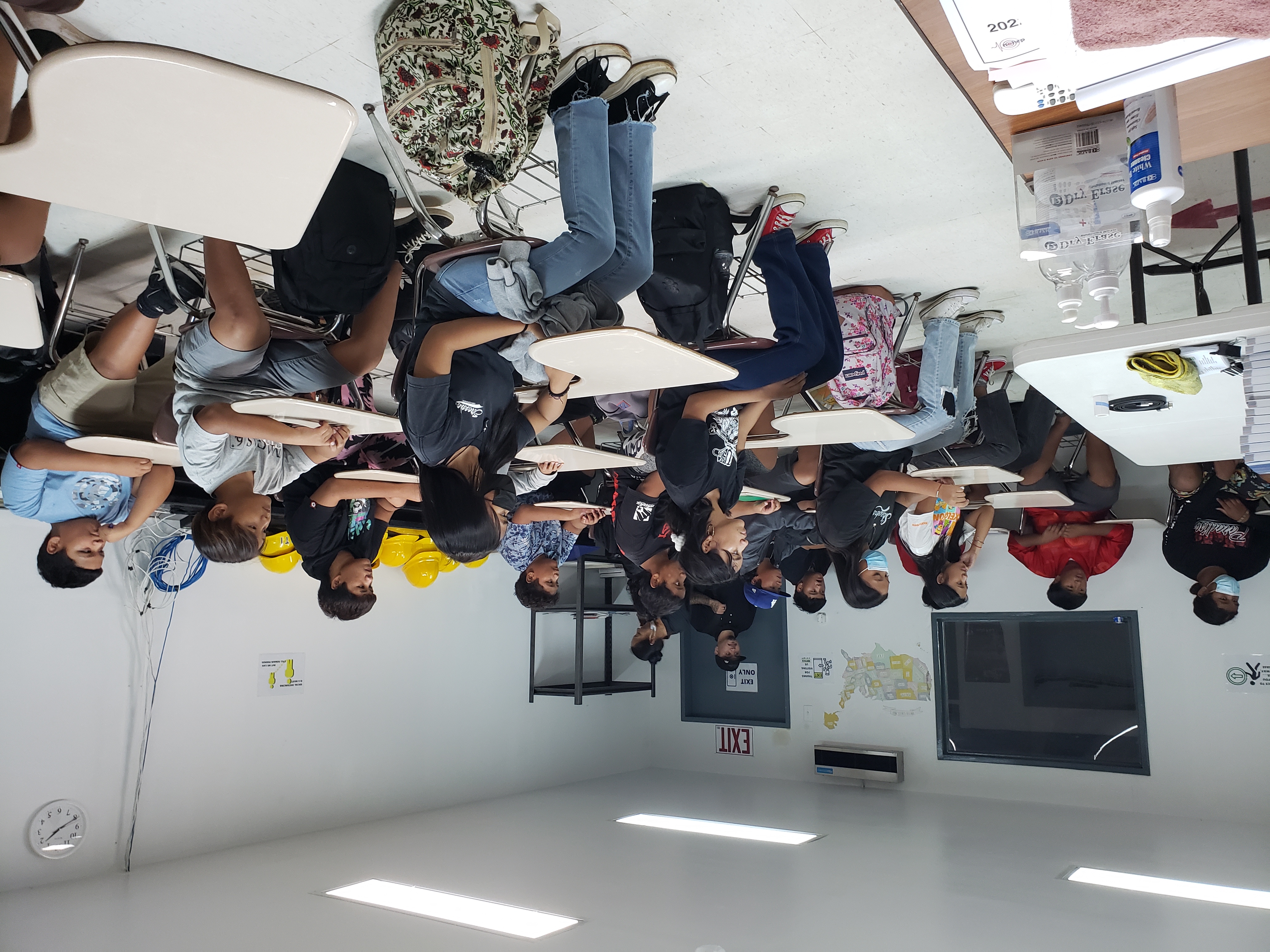 Tanapag Middle School  students on the first day of their construction class at NMTech.