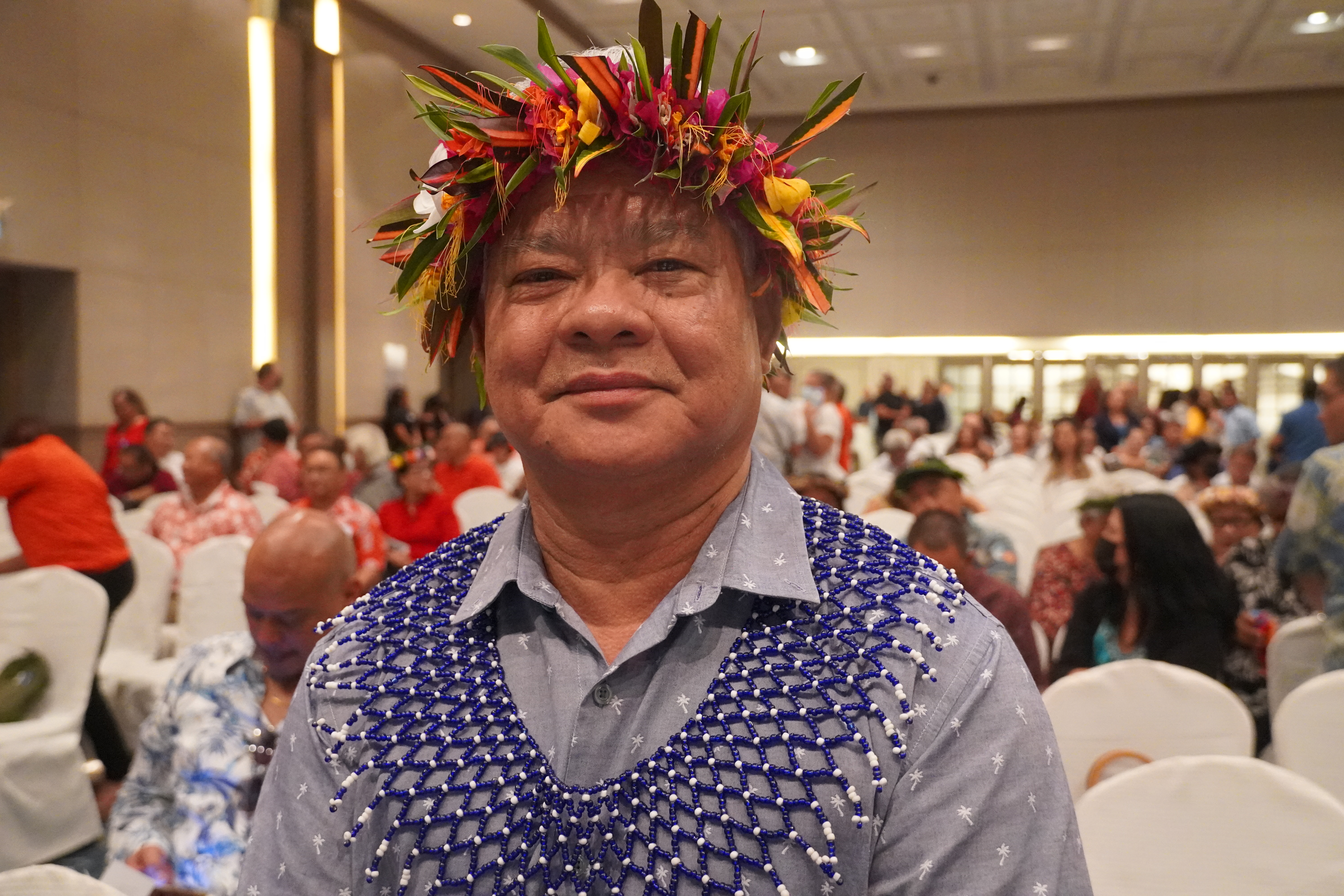 Independent Lt. Gov. Arnold I. Palacios poses for a photo during the debate's intermission.