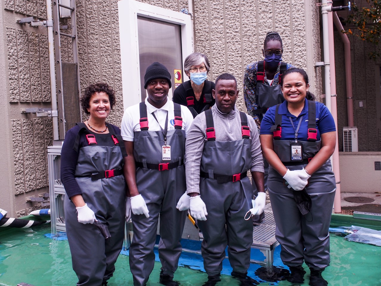 Journalists from the Caribbean and the Pacific Islands, including Variety’s K-Andrea Evarose S. Limol, along with their program coordinator from the U.S., pose for a photo following a flood demonstration at the Yokohama Disaster Risk Reduction Learning Center.