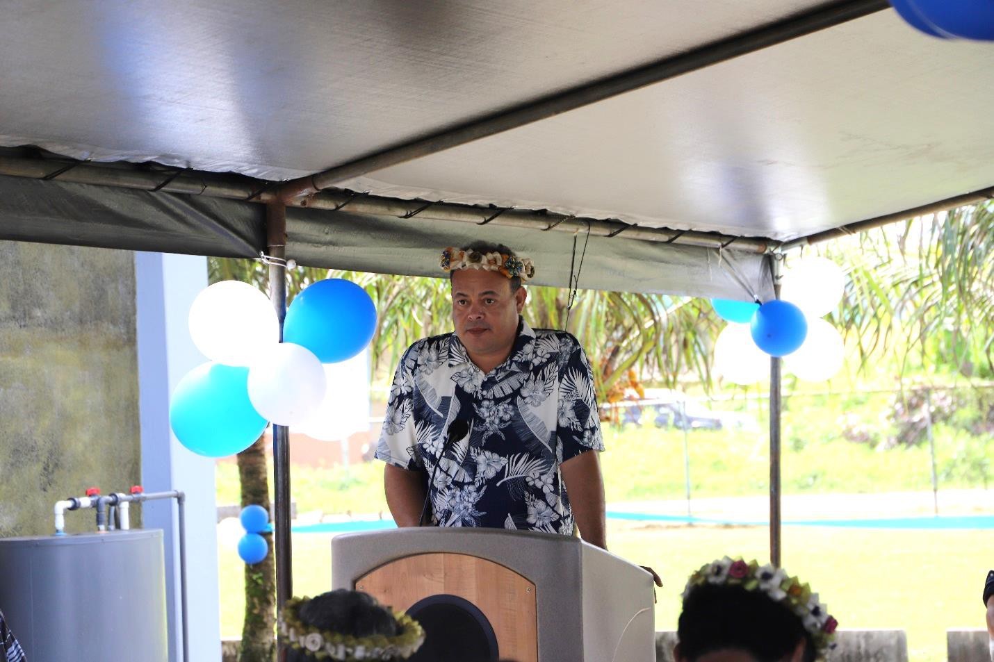 Esmond B. Moses, vice speaker of the 22nd  FSM Congress, presents his remarks at the opening of the new Medical Wing at Pohnpei State Hospital.
