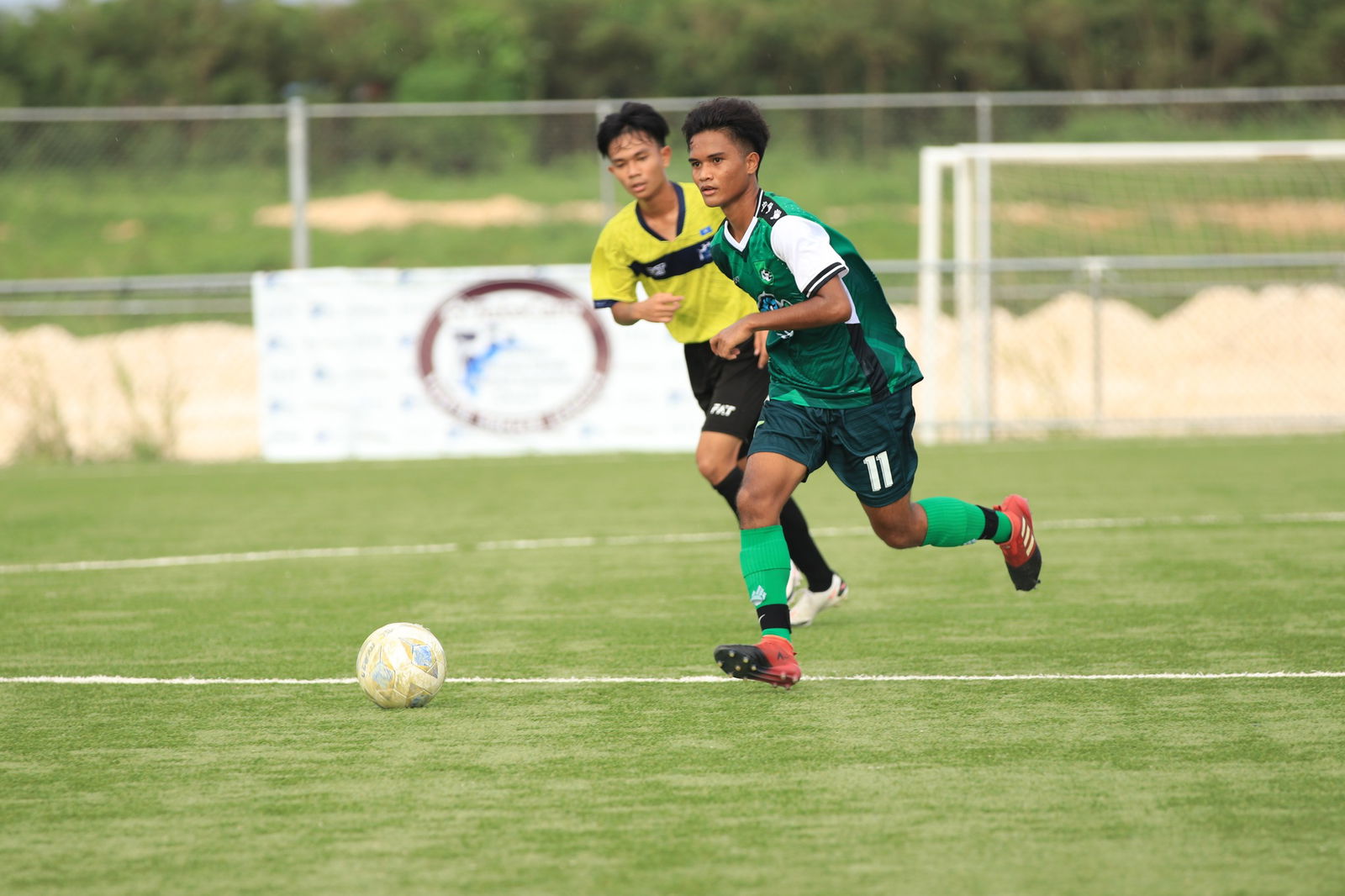 Tan Holdings’ RJ Narvaez looks on as he sets up the play in a Marianas Soccer League-Division A game at the NMI Soccer Training Center.