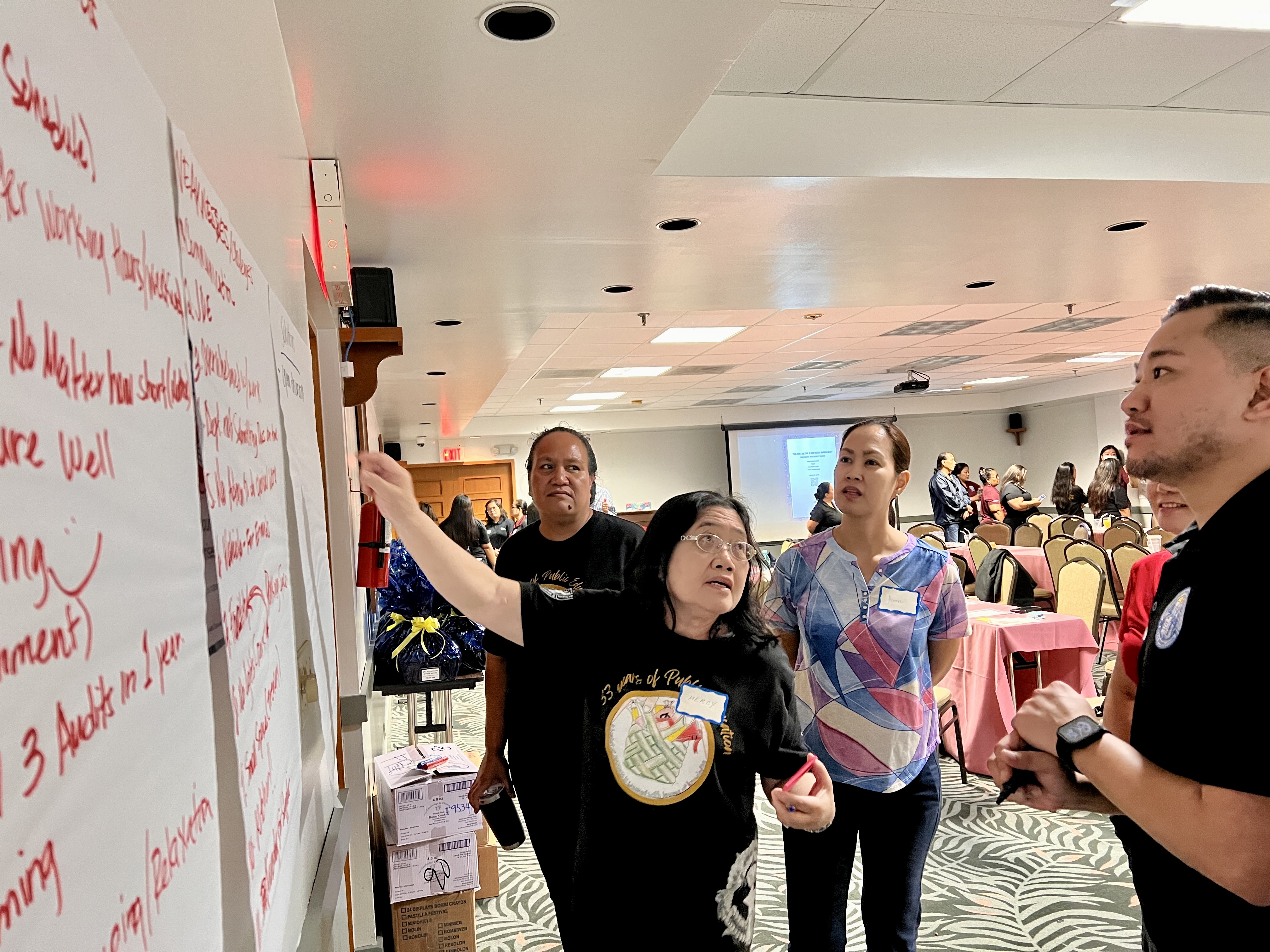 Finance and Budget, Procurement and Supply, and Human Resources personnel discuss areas where they can collaborate.