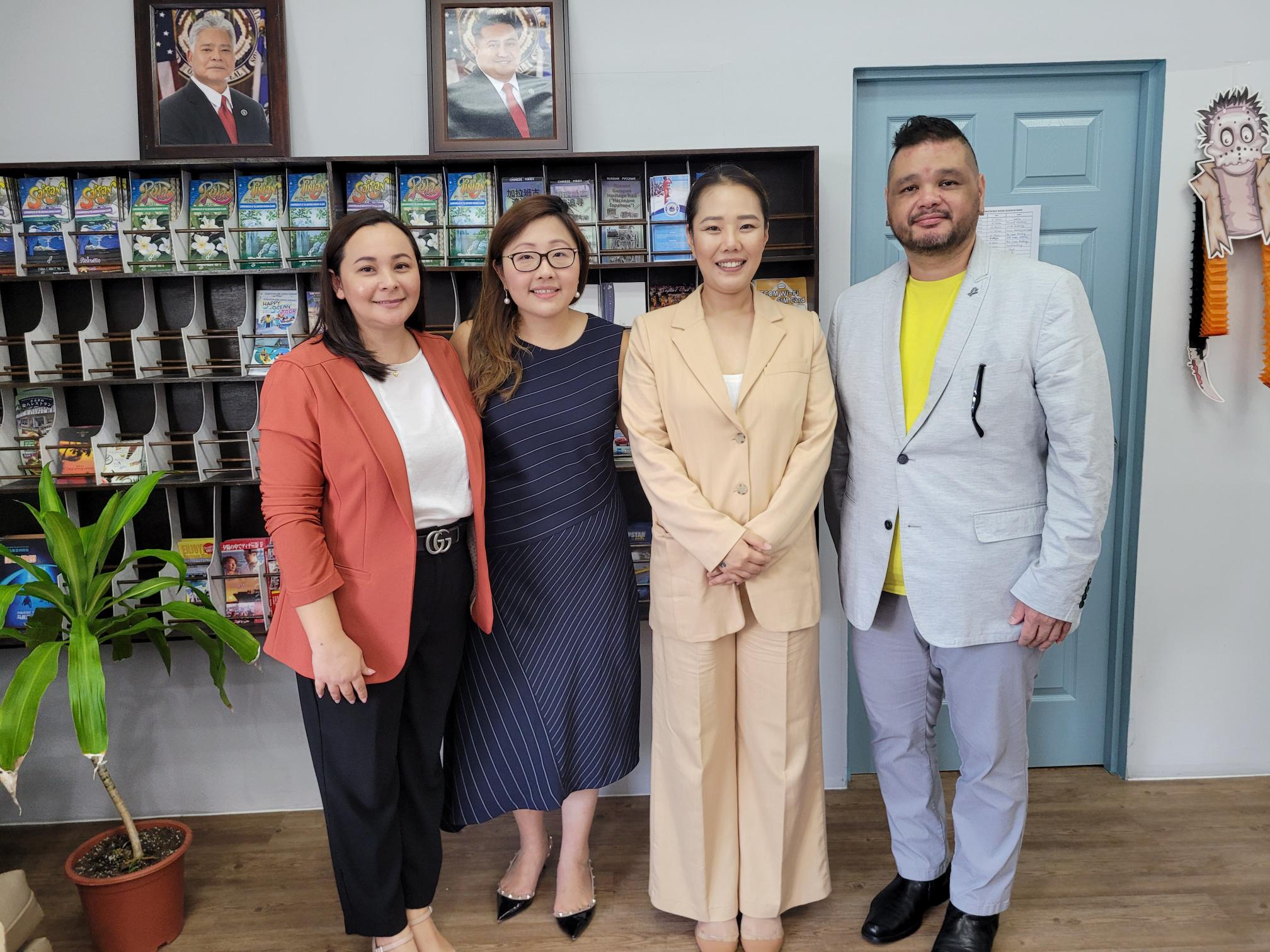 DFS vice president for operations Rachel Tan, 2nd left, with her team: Jamika Taijeron, left, Sunshine Salas, 2nd right, and James Santos.