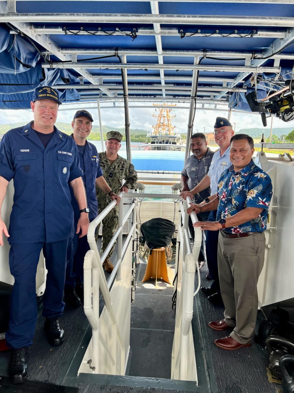 FSM Vice Present Aren B. Palik with the other attending members of the Joint Committee Meeting while onboard the U.S. Coast Guard Cutter Myrtle  Hazard.