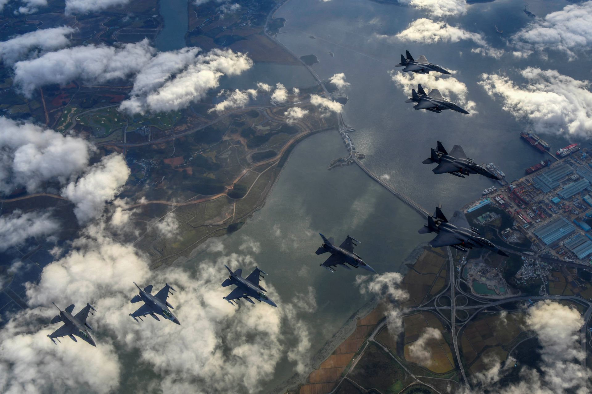 South Korean and U.S. fighter jets take part in a joint bombing drill in this handout picture provided by the Defense Ministry of South Korea, Oct. 4, 2022.