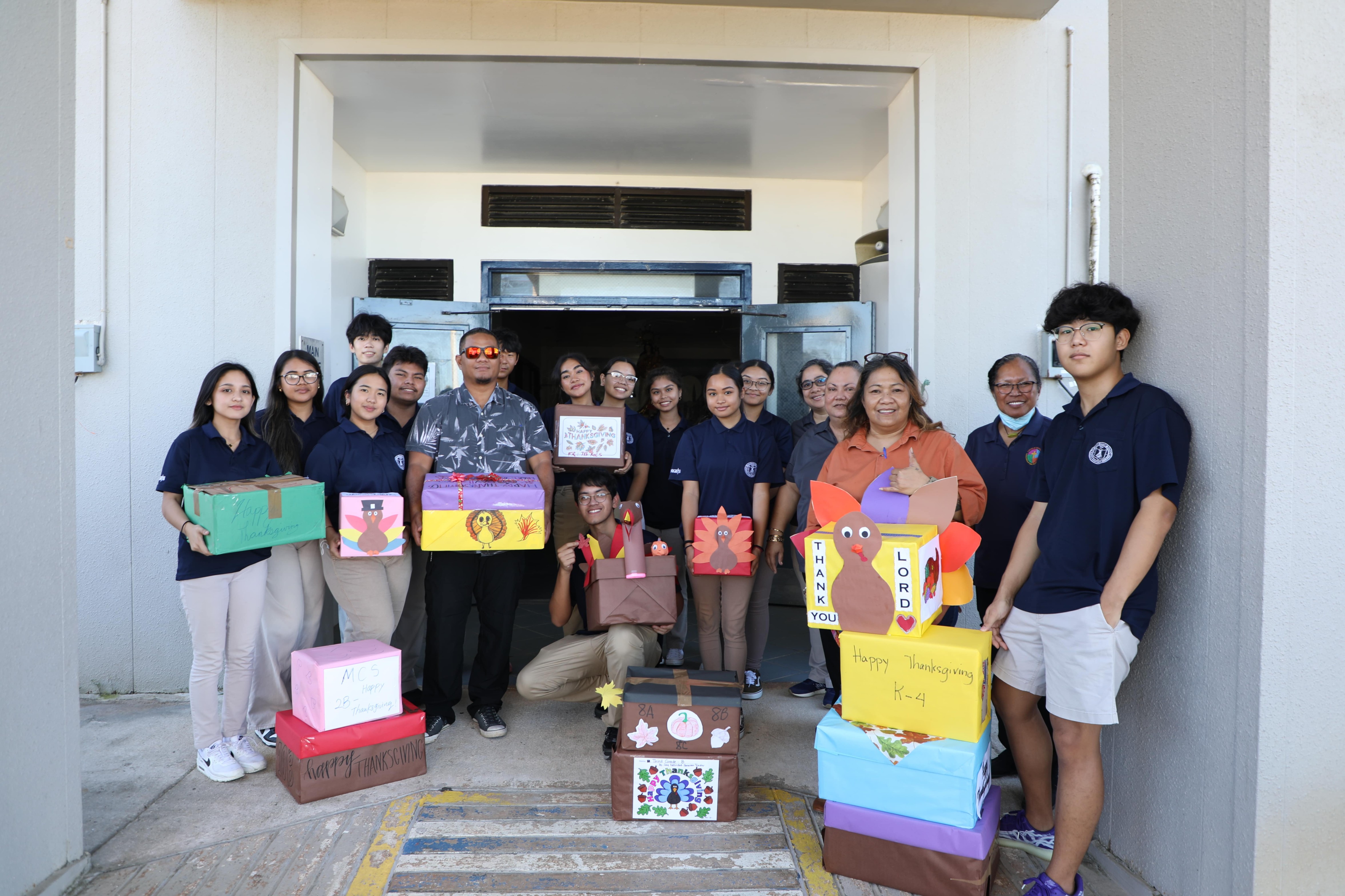 As part of Mount Carmel School's tradition, the school community donated boxes of canned goods to Karidat for those in need of food for the holiday season.