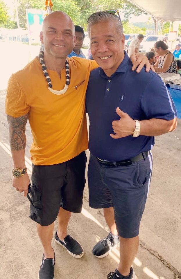 NMI Museum of History and Culture Executive Director Danny Aquino, right, and former Military and Veterans Affairs Executive Officer Stanley Iakopo.