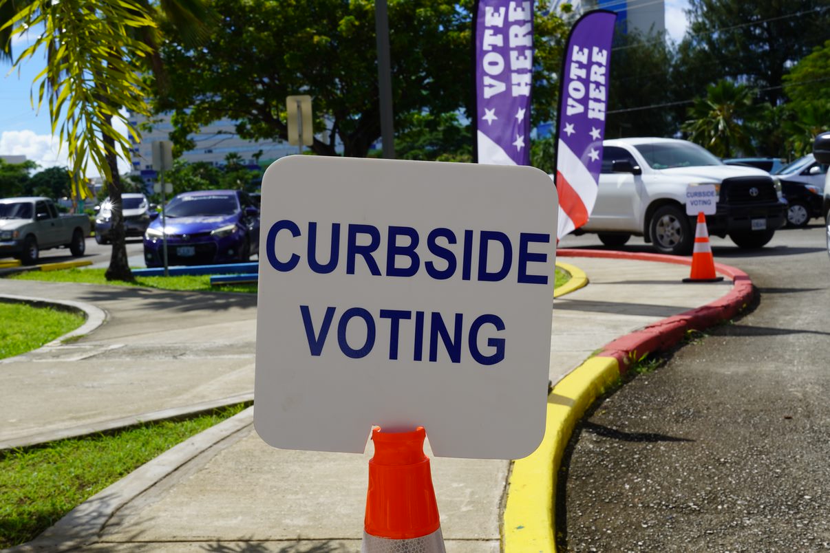 Curbside voting is available outside the Gov. Pedro P. Tenorio Multi-Purpose Center in Susupe.