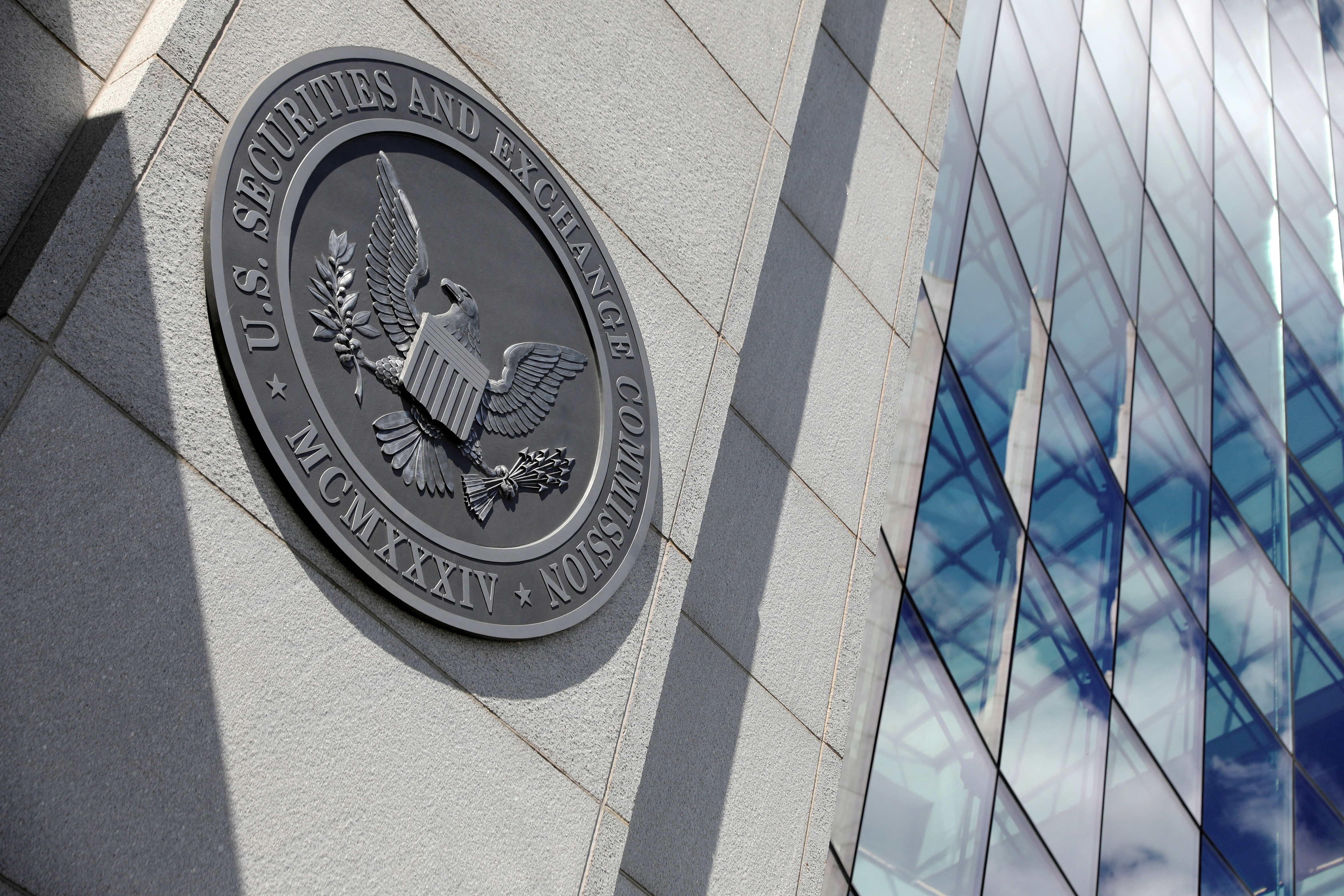 The seal of the U.S. Securities and Exchange Commission is seen at its headquarters in Washington, D.C., May 12, 2021.