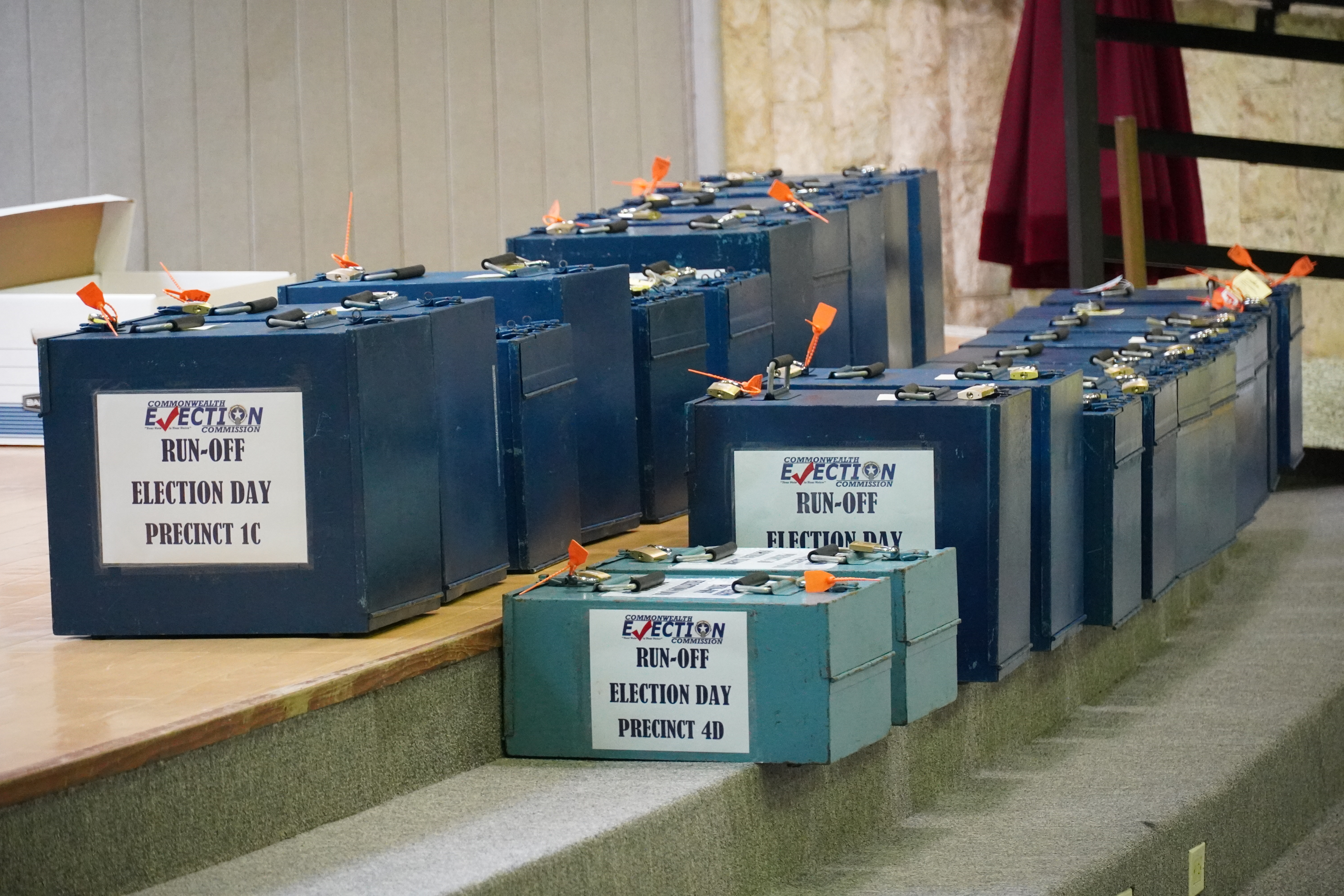 The two ballot boxes from the Northern Islands arrived just after 1 a.m. on Saturday, Nov. 26, joining the other ballot boxes at the Gov. Pedro P. Tenorio Multi-Purpose Center on Saipan.