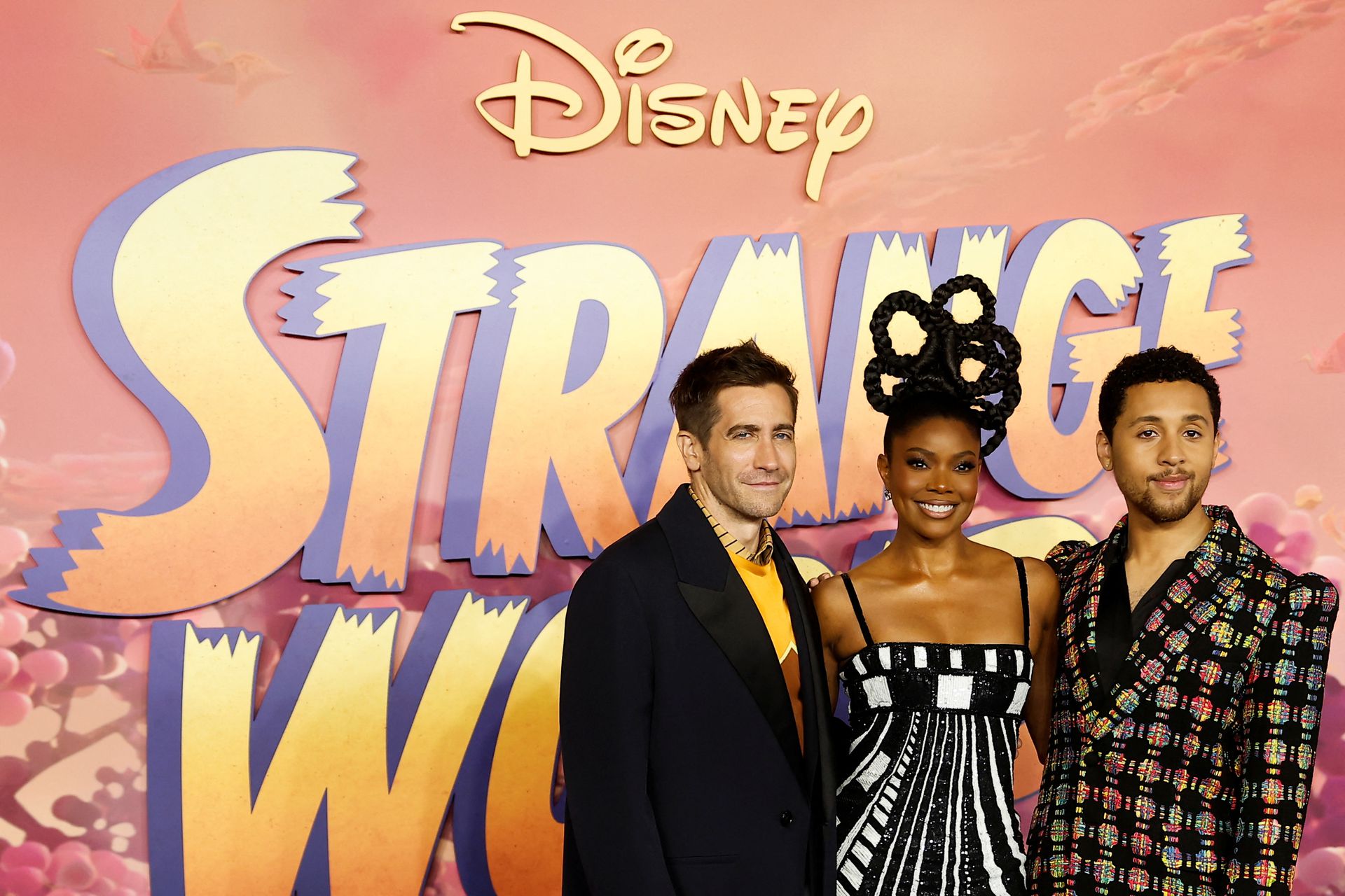 Cast members Gabrielle Union, Jake Gyllenhaal and Jaboukie Young-White attend the premiere of "Strange World" in London, Britain, Nov. 17, 2022.