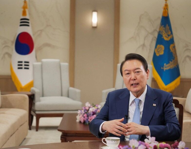 South Korean President Yoon Suk-yeol speaks at an interview with Reuters in Seoul, South Korea, Nov. 28, 2022.