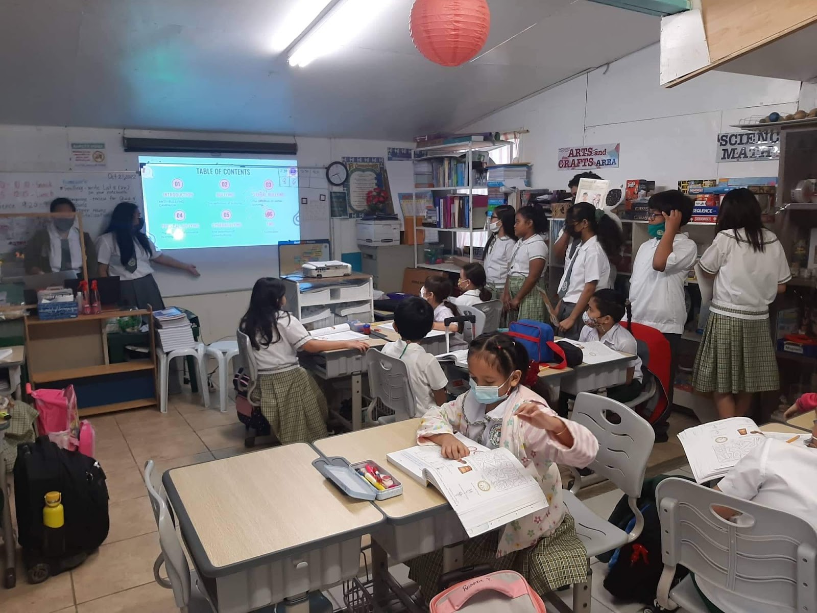 GMS Student Council Vice President Isabella Marie Mallari presents a slide-show on bullying  and how to prevent it