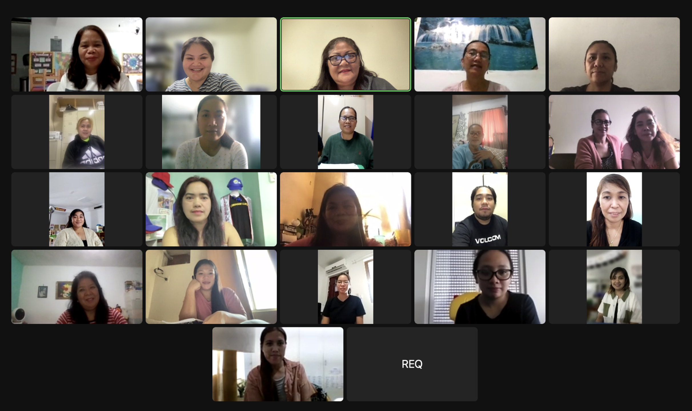 Child care providers participate in a virtual training on Brain Builders modules conducted by Evergreen Learning’s Melissa Palacios with the assistance of Rayanna Fitial.