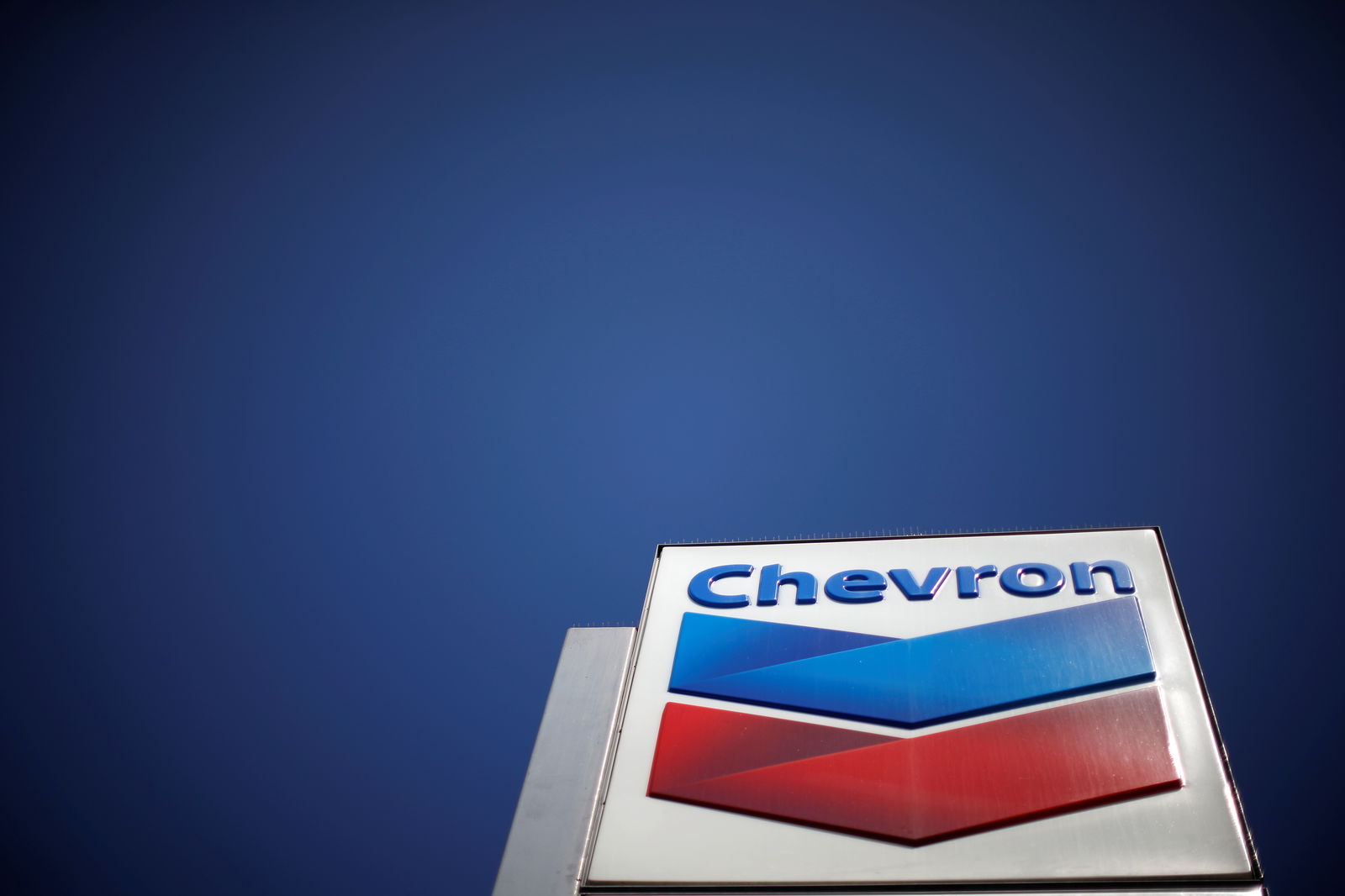 The logo of Chevron is seen in Los Angeles, California, April 12, 2016.