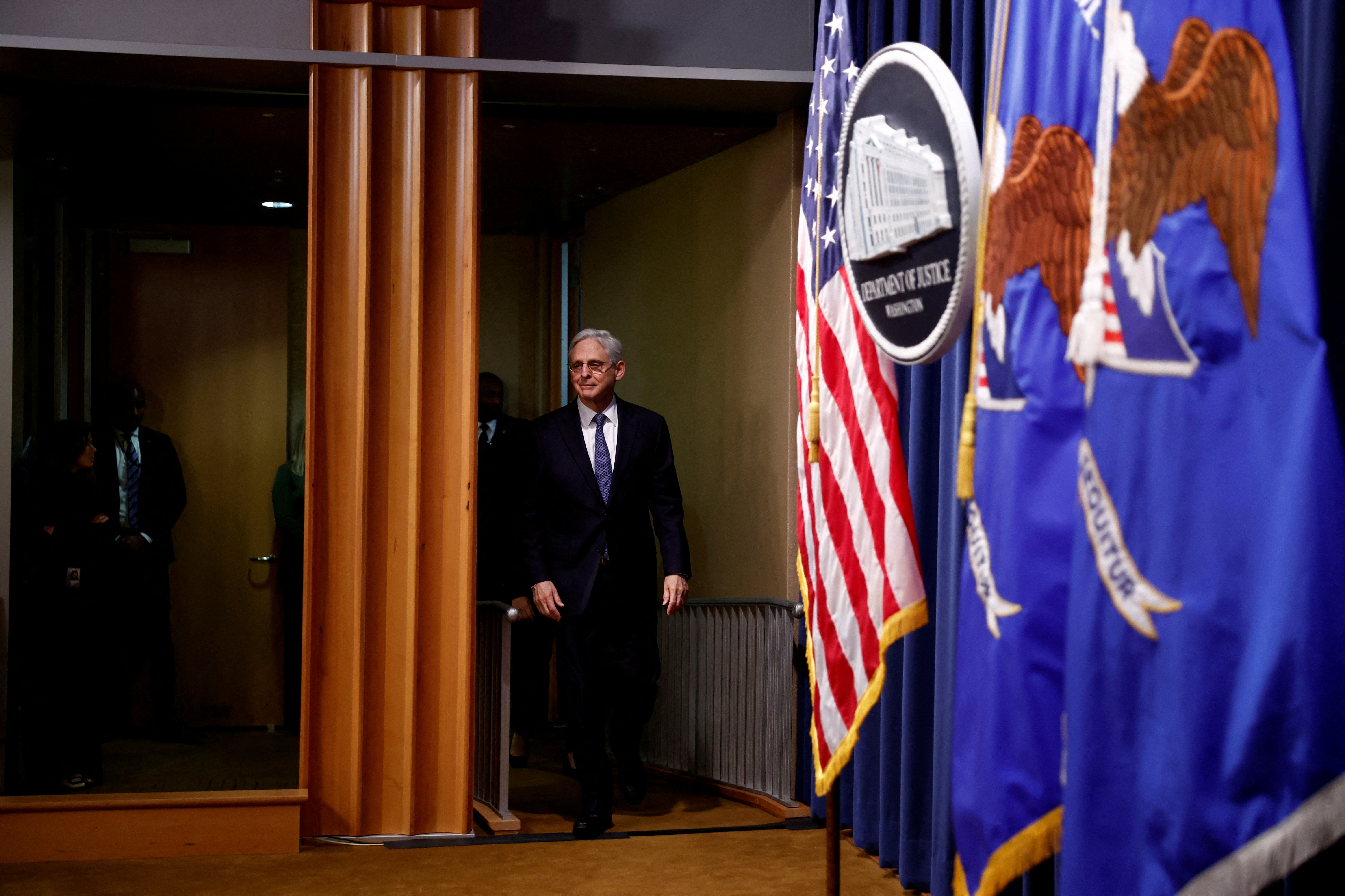 U.S. Attorney General Merrick Garland walks out to announce his appointment of Jack Smith as a special counsel for the investigations into the actions of former President Donald Trump, in the briefing room of the Justice Department in Washington, D.C., Nov. 18, 2022.