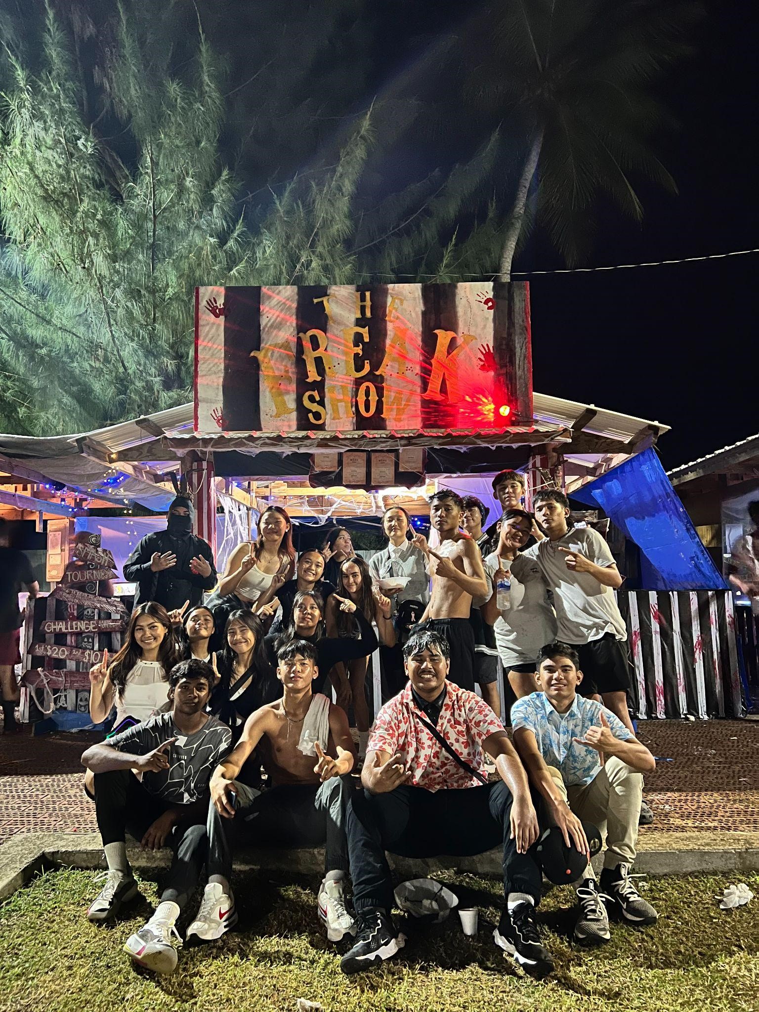 Tinian High School 11th graders pose after winning the booth competition at this year’s Halloween Carnival.
