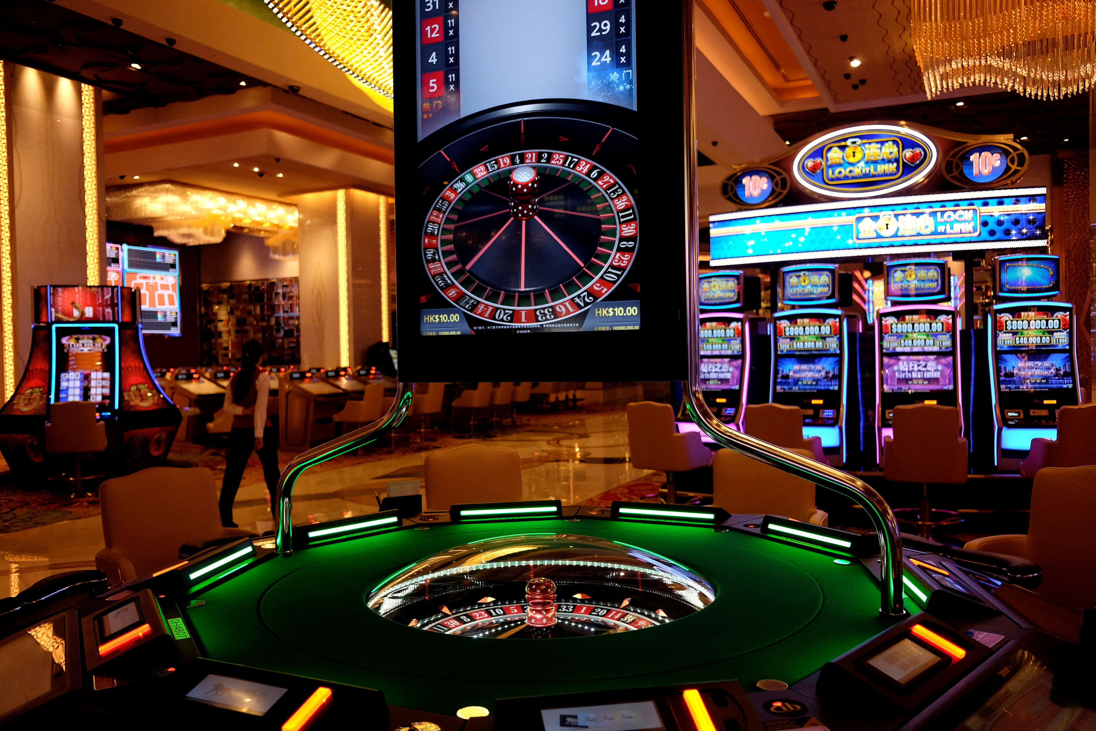 Gaming machines are seen at the casino of MGM Cotai in Macau on Feb. 13, 2018.