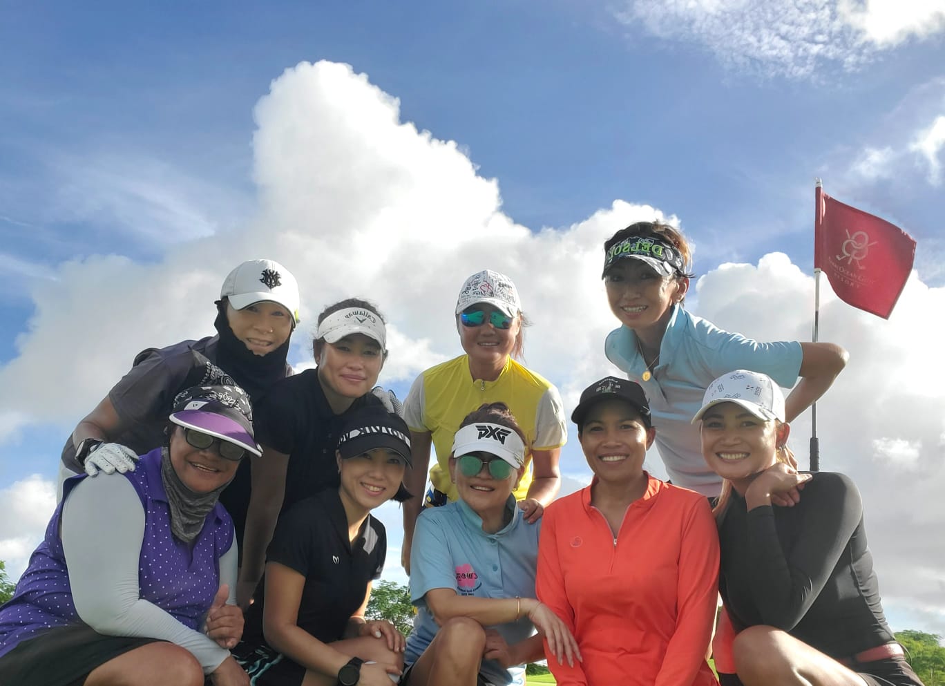 Sophia Eun ae Jang, second left front row, poses with the other members of the CNMI Women’s Golf Association during their November golf tournament Saturday at Coral Ocean Resort.