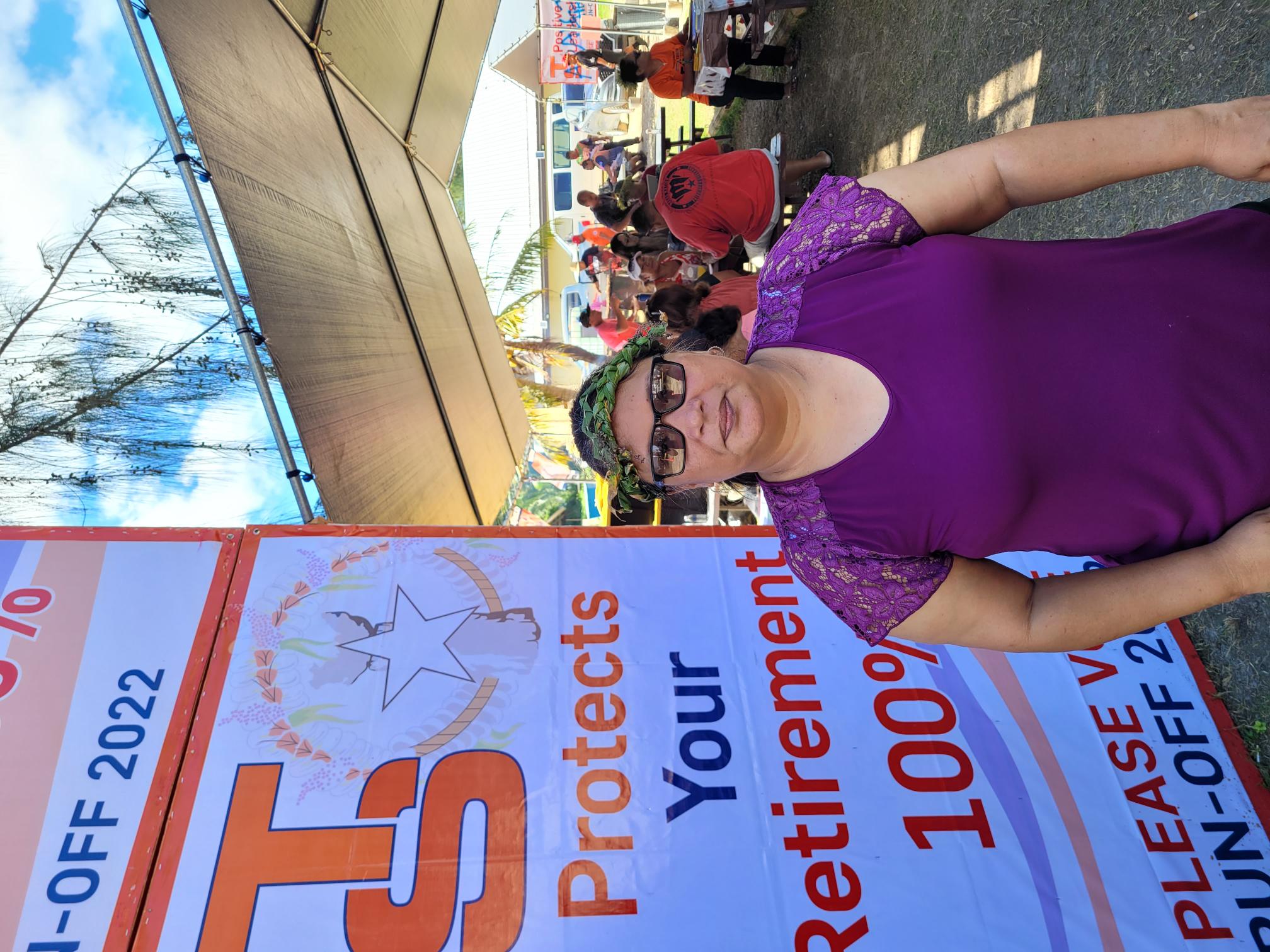 NMI Republican Party President Candace Celis talks to reporters regarding an assault incident in Susupe.