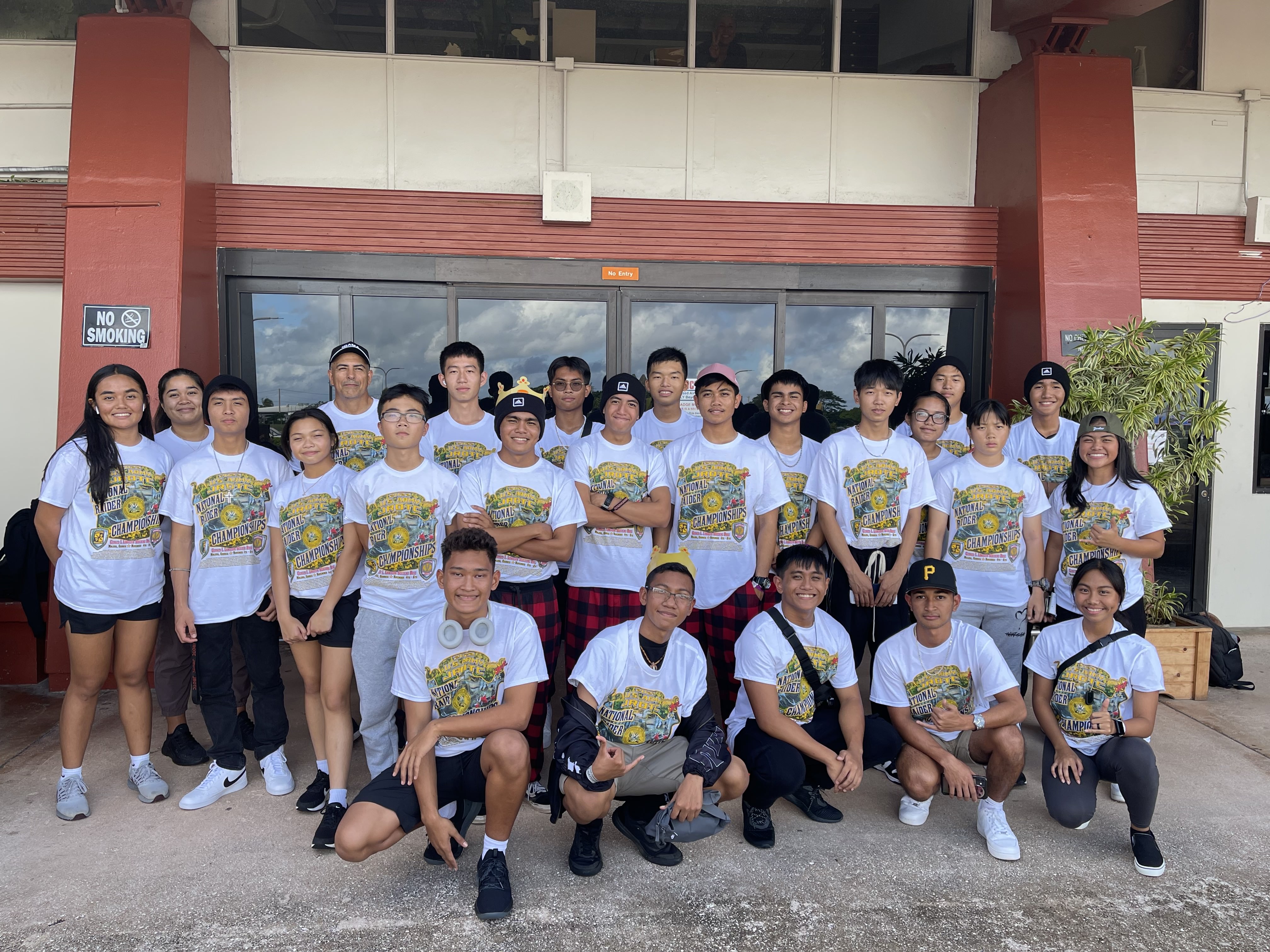The MHS cadets pose for a photo at the Saipan airport.