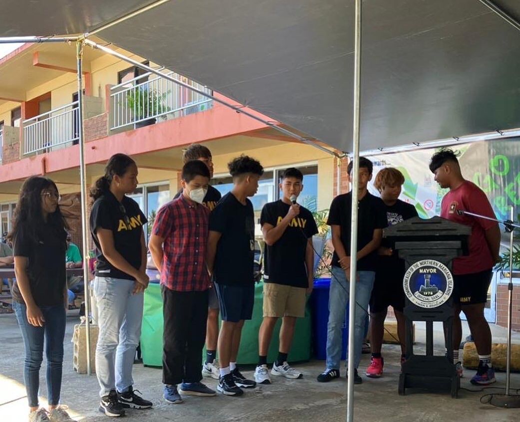 The Project Based Learning Recycling Team presents their project to the public.