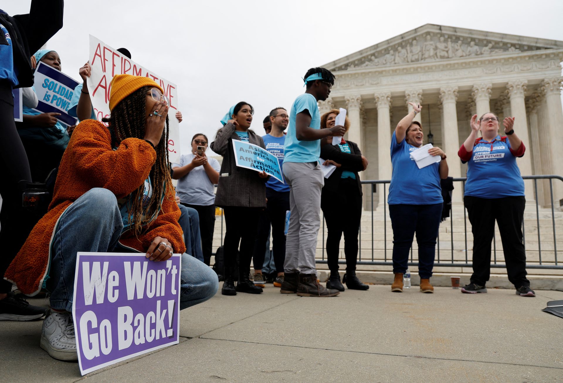 Demonstrators gather in support of affirmative action as the U.S. Supreme Court is set to consider whether colleges may continue to use race as a factor in student admissions in two cases, at the U.S. Supreme Court building in Washington, D.C., Oct. 31, 2022.