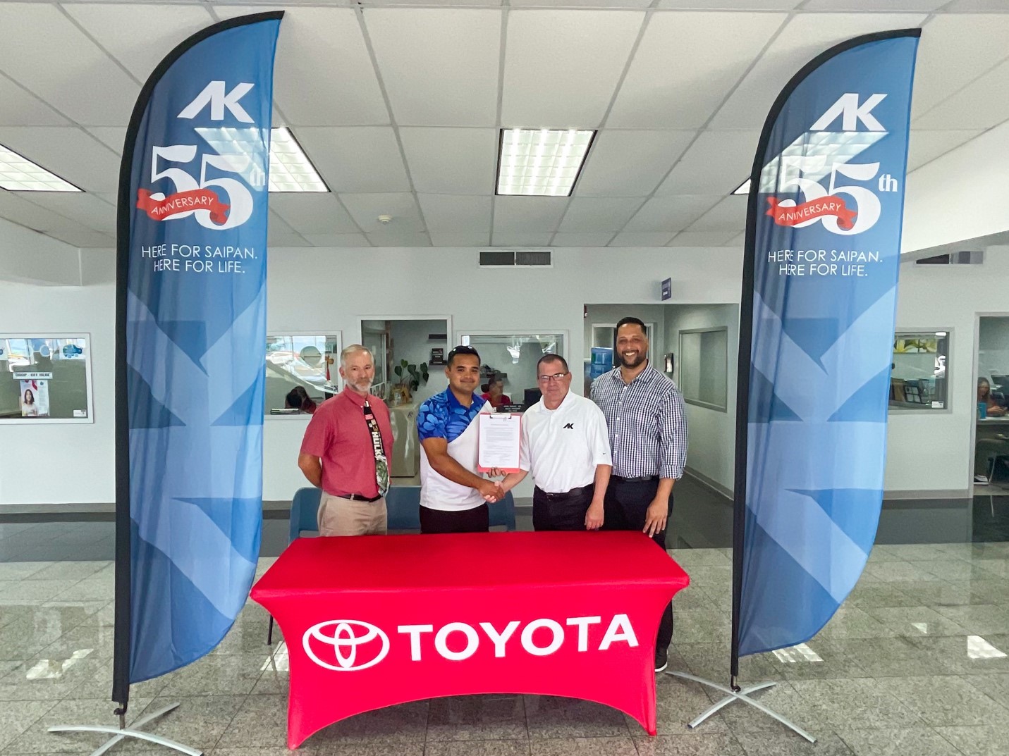 Run Saipan announces Atkins Kroll Saipan as the presenting sponsor for the inaugural Run Saipan Holiday Half Marathon and 5.5K Fun Run. The announcement took place during an MOU signing in the AK Toyota Showroom.
