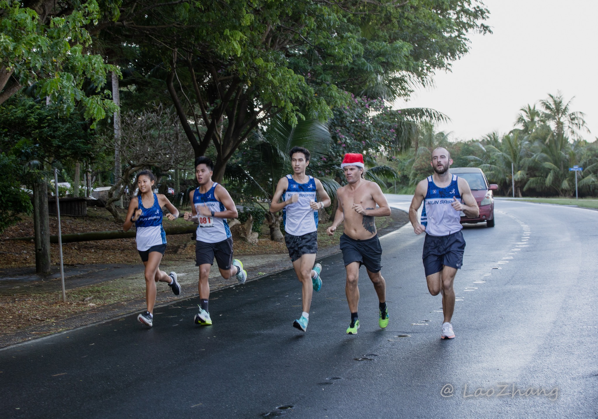 Run Saipan Alpha members make their way to the finish line during  the 2022 NMA Annual Christmas Island Relay at the Last Command Post on Saturday.