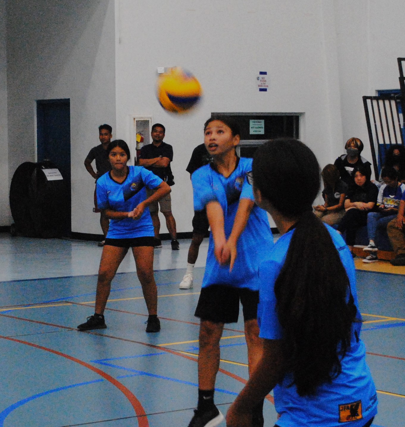 FMS V's Teneasha Diaz extends for the bump return during a girls middle school division game of the NMIVA-PSS Interscholastic Volleyball League at the MHS gym on Tuesday.