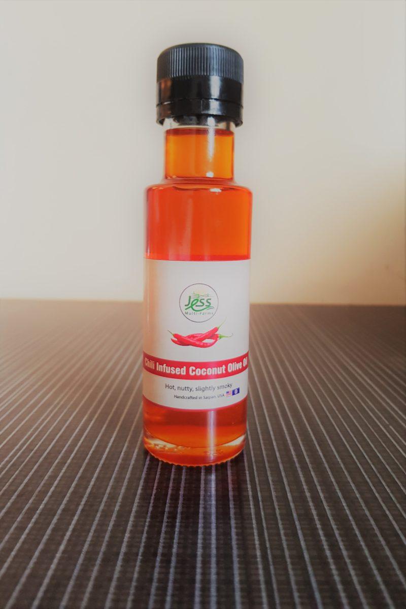 Online marketplace Flame Angel sells chili-infused coconut olive oil by Jess Multi-Farms.
