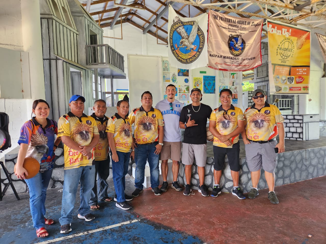 Magalahi Eagles Club members with NMIBF President James Lee and Coach Walter.