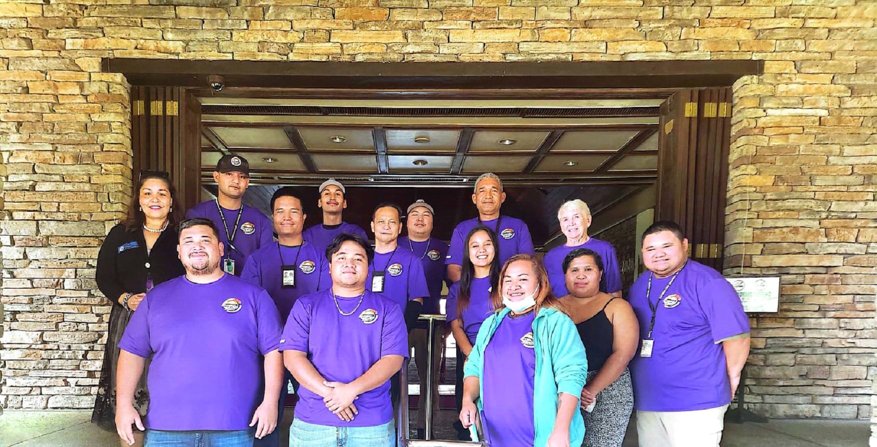 The Commonwealth Office of Transit Authority team members pose for a photo with Special Assistant for Public Transportation Alfreda Camacho Maratita, Ginger Porter, M.Ed. of the Community Transportation Association of America, and Tinian Mayor's Office staff member Jessilynn San Nicolas at Aqua Resort Club.