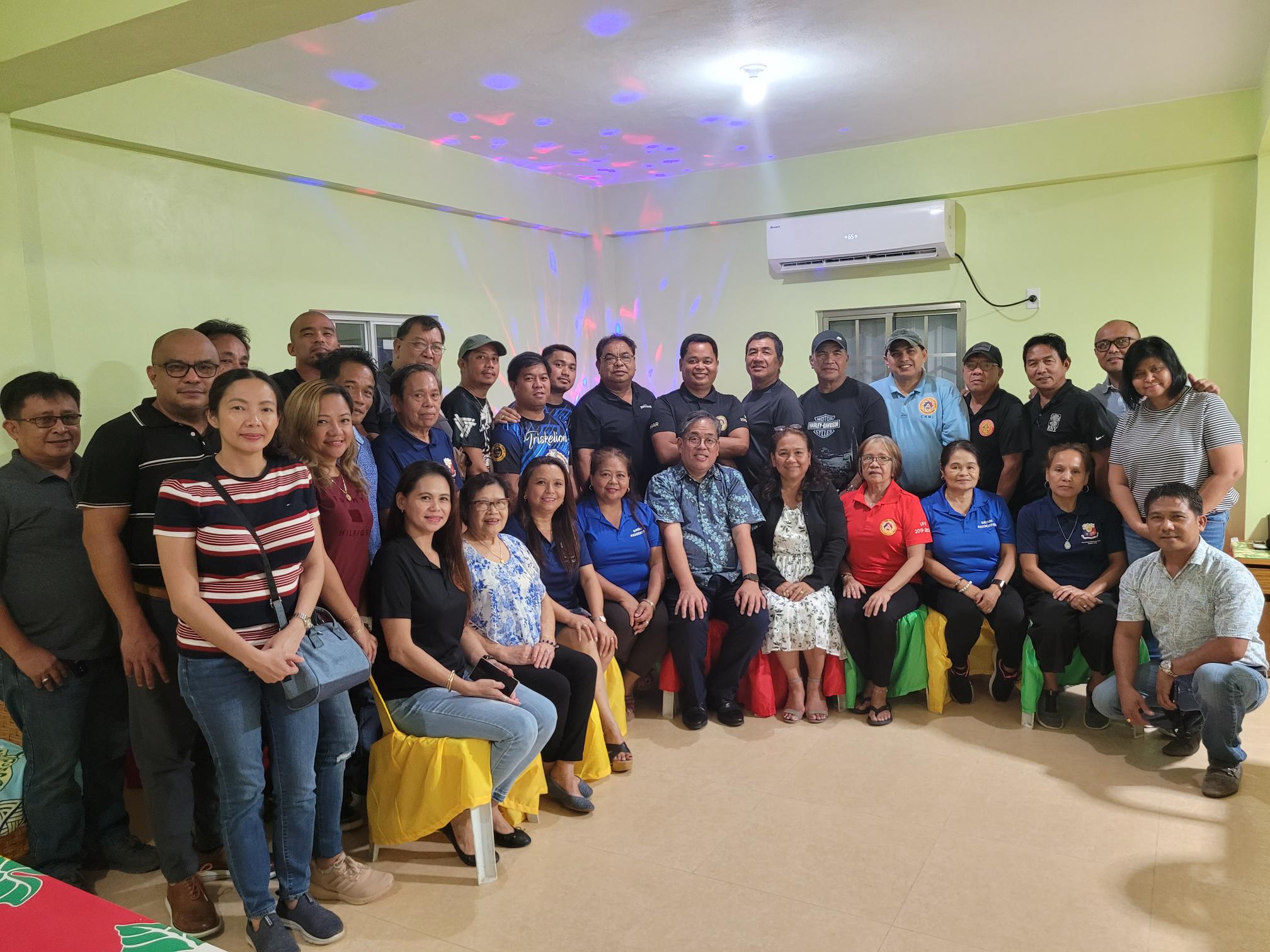 Filipino community leaders on Saipan pose for a photo with Philippine Consul General to Guam Patrick John U. Hilado at a gathering hosted by outgoing United Filipino Organization President Marcelo Masilungan at his residence in Dandan on Dec. 2, 2022.
