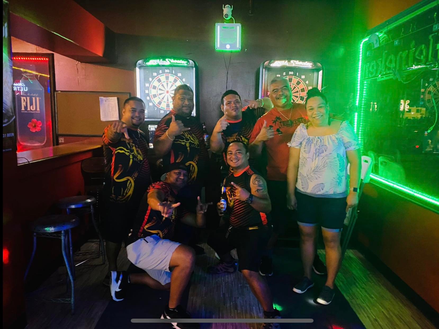 The 9 Eleven Vipers pose for a photo after winning the Thursday “B” Flame Tree Division title of the SEDA Bud Light Dart League at the 9 Eleven Restobar on Thursday last week.