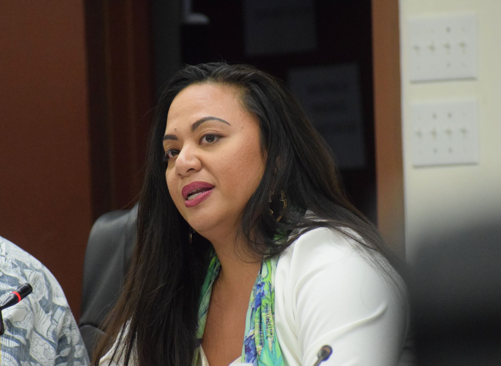 Saipan and Northern Islands Legislative Delegation Floor Leader Sheila Babauta speaks during a session on Nov. 30, 2022.