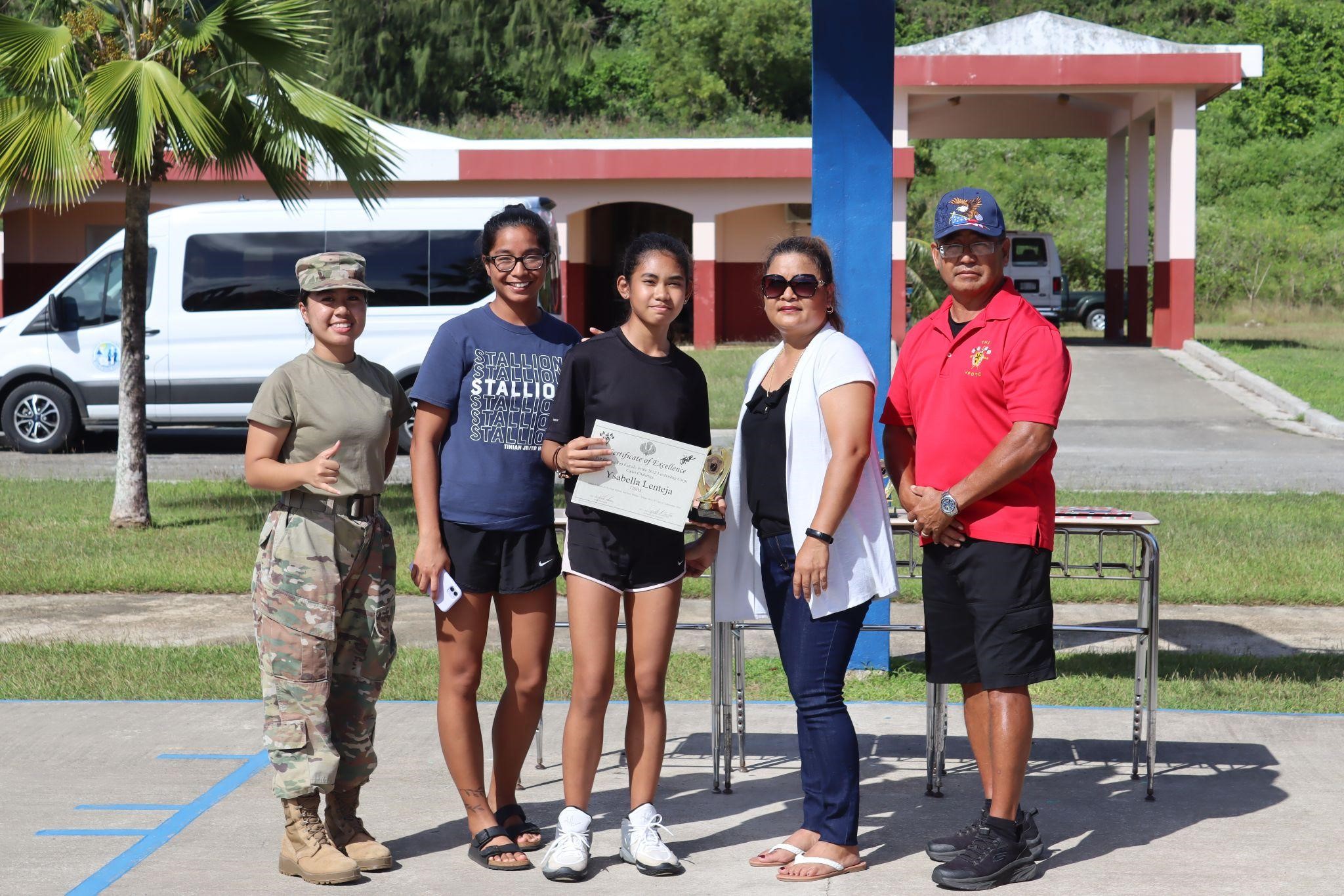 Tinian Jr. Sr. High School’s Ysabella Lenteja took the title as “Best Female Cadet.”