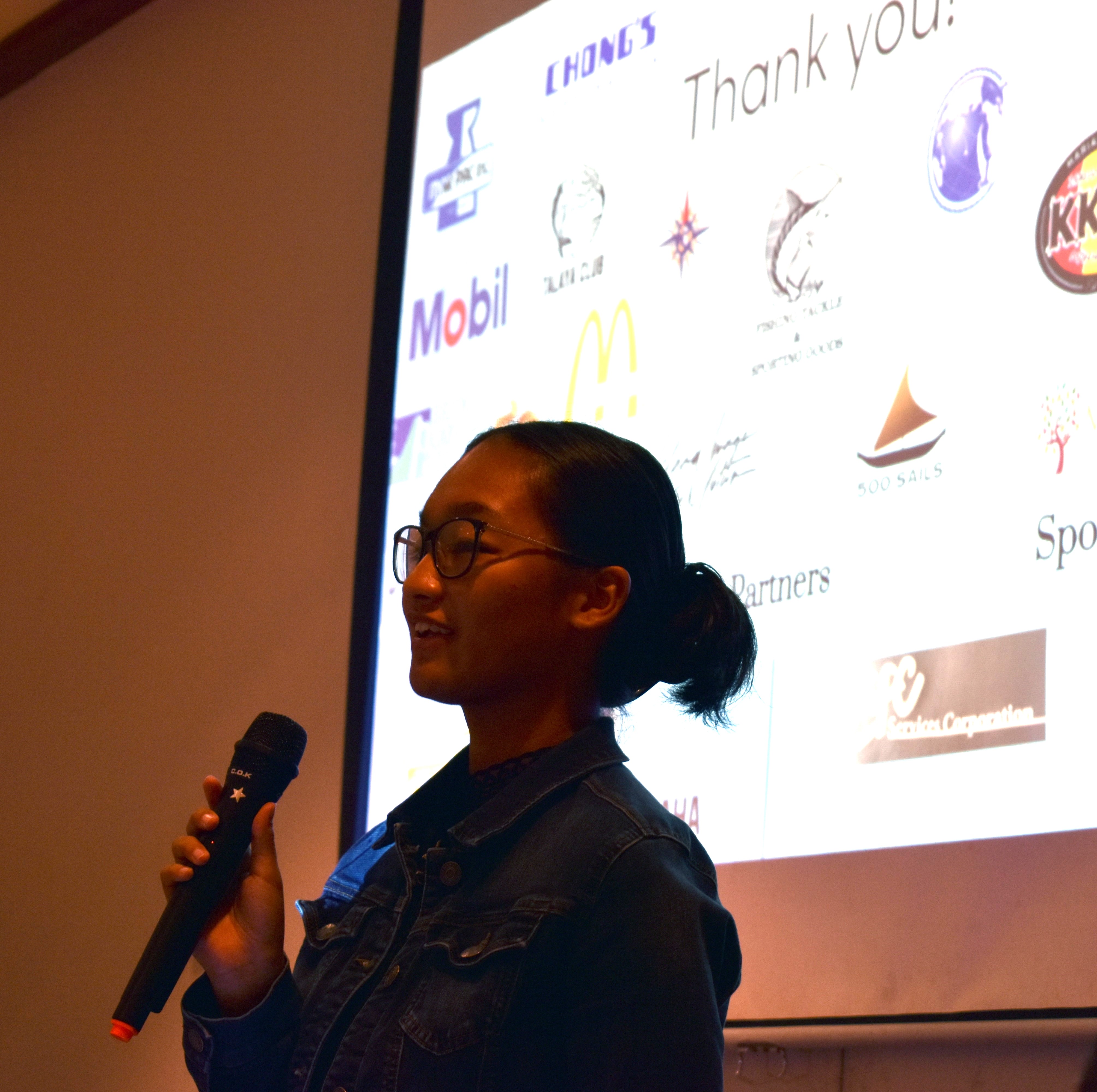 MHS student Leilani Attao shares her experience with Tasi To Table during "Night with TTT" on Thursday at Aqua Resort Club’s  Rey Lounge.