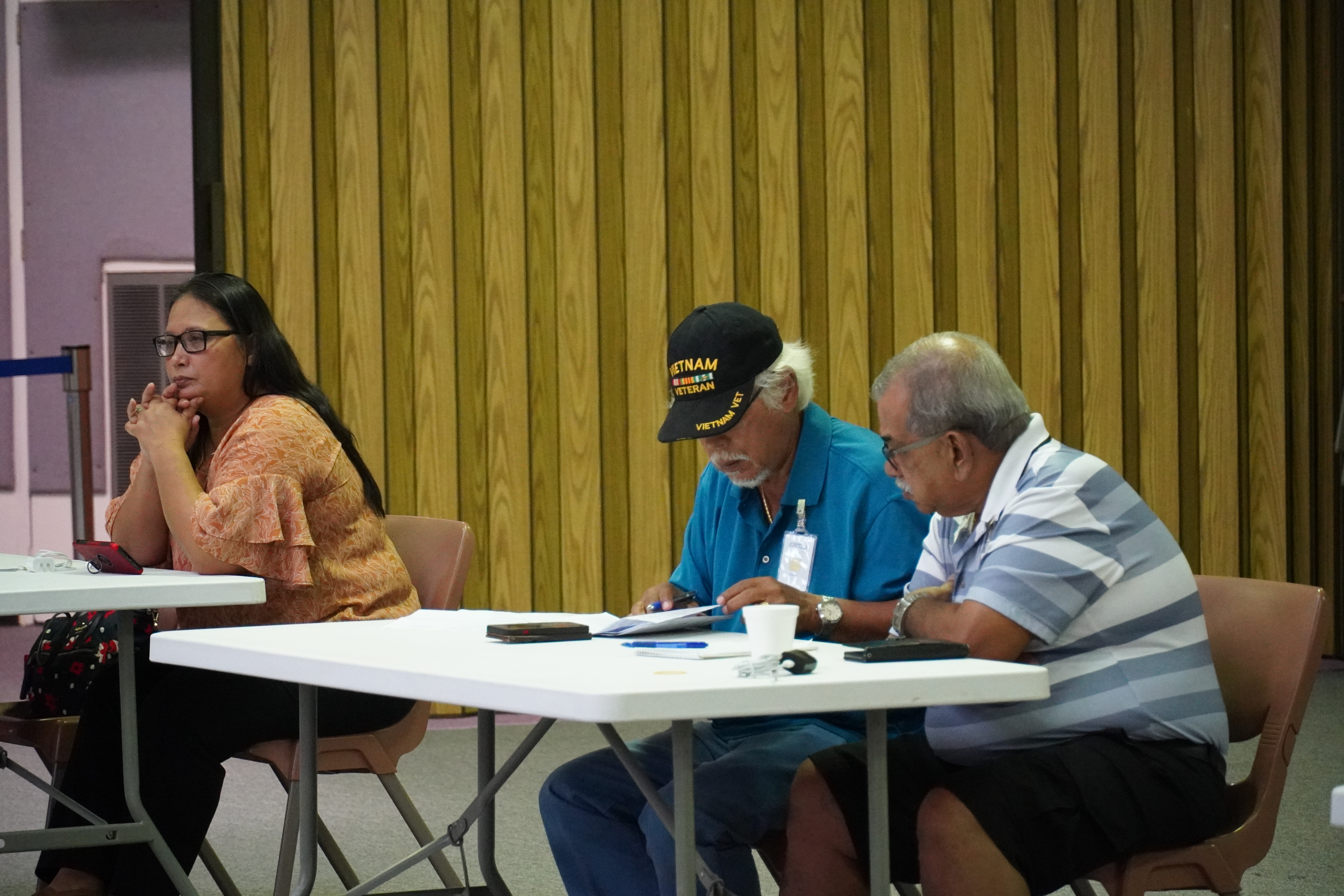 NMI Republican Party President Candace Celis, Independent poll watcher Peter P. Reyes and Palacios-Apatang campaign chairman Oscar M. Babauta were the poll observers on Friday.