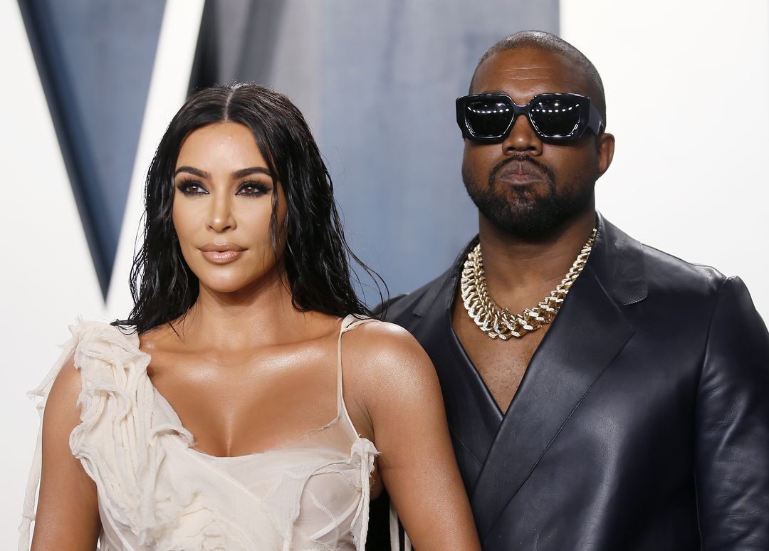 Kim Kardashian and Kanye West attend the Vanity Fair Oscar party in Beverly Hills during the 92nd Academy Awards, in Los Angeles, California, Feb. 9, 2020.
